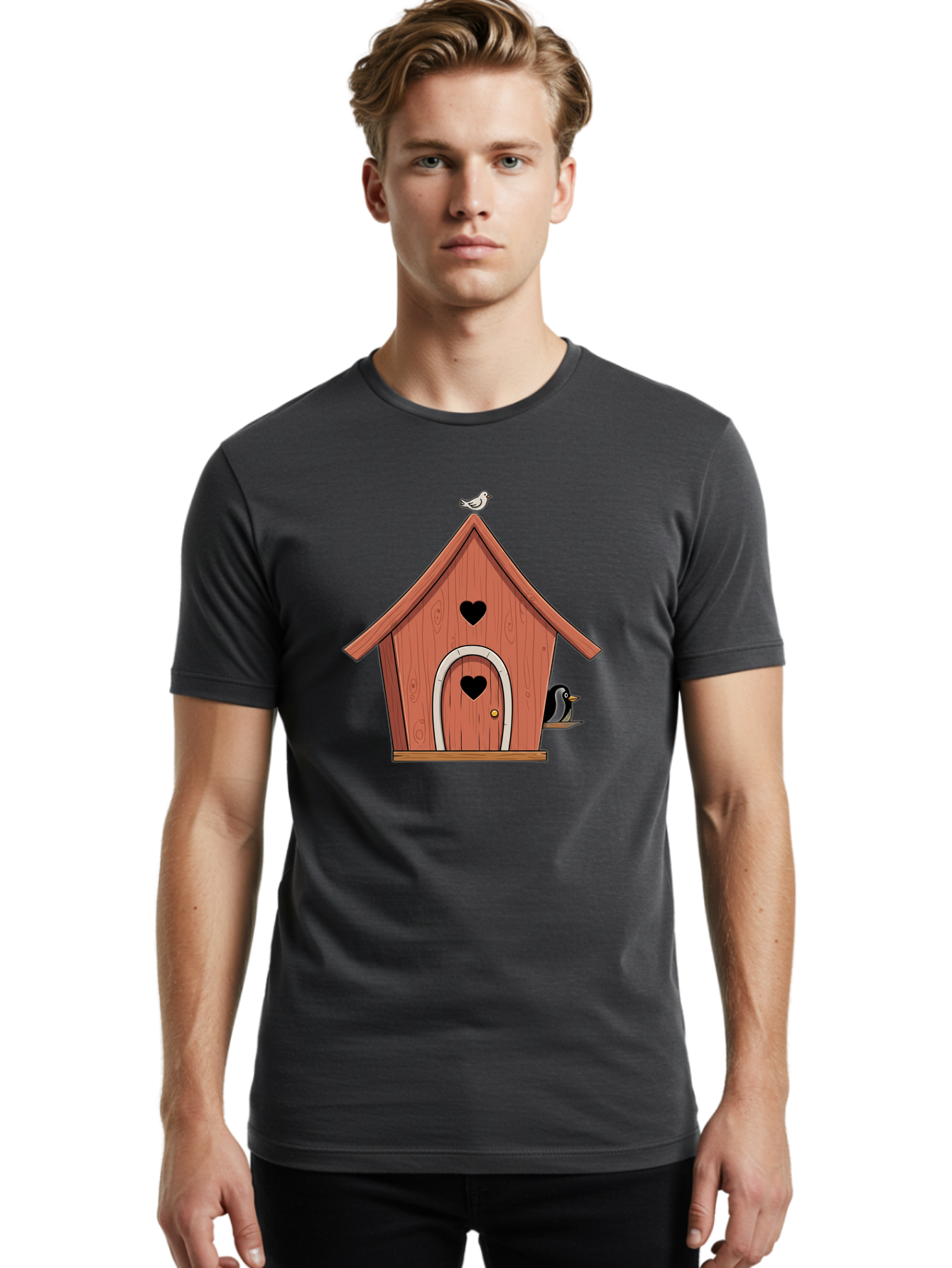 Birdhouse-With-Heart-Shaped-Windows Men'S Graphic Tee, 100% Cotton, Comfortable Casual Summer Wear, Machine Washable, Vintage Camera, Old Camera, Antique Camera, Black Camera, Classic Photography, Photography Equipment, Nostalgic Device, Baj328