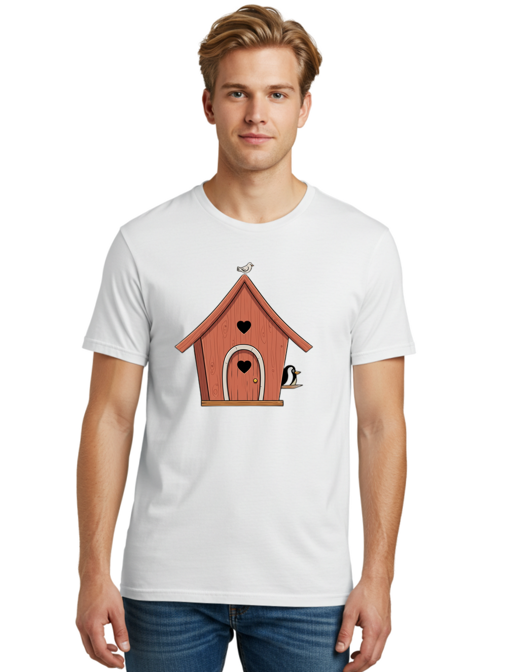 Birdhouse-With-Heart-Shaped-Windows Men'S Graphic Tee, 100% Cotton, Comfortable Casual Summer Wear, Machine Washable, Vintage Camera, Old Camera, Antique Camera, Black Camera, Classic Photography, Photography Equipment, Nostalgic Device, Baj328