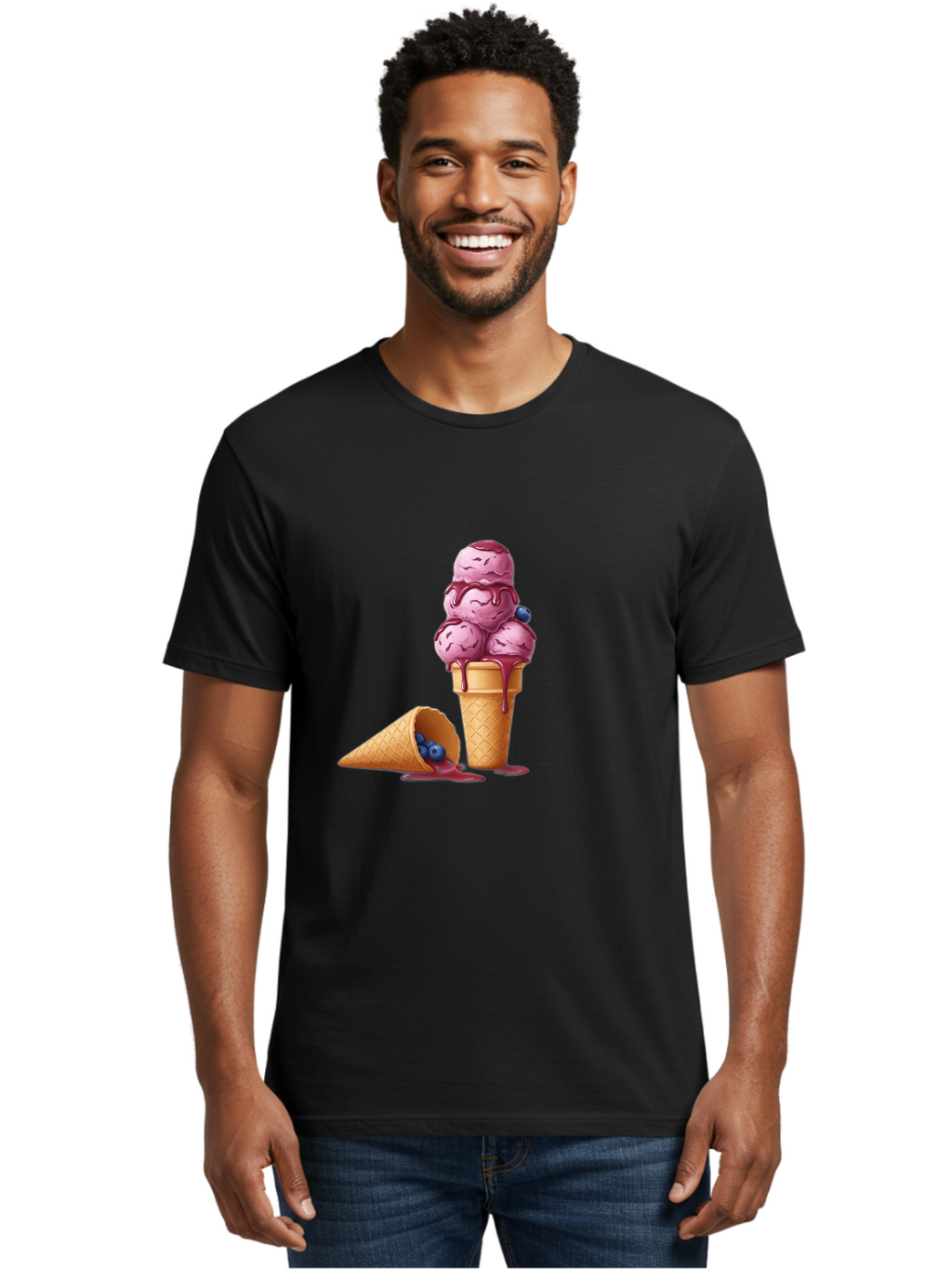 Blueberry-Ice-Cream Men'S Graphic Tee, 100% Cotton, Comfortable Casual Summer Wear, Machine Washable, Vintage Camera, Old Camera, Antique Camera, Black Camera, Classic Photography, Photography Equipment, Nostalgic Device, Film Camera, Baj338