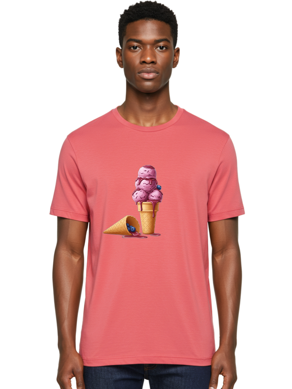Blueberry-Ice-Cream Men'S Graphic Tee, 100% Cotton, Comfortable Casual Summer Wear, Machine Washable, Vintage Camera, Old Camera, Antique Camera, Black Camera, Classic Photography, Photography Equipment, Nostalgic Device, Film Camera, Baj338