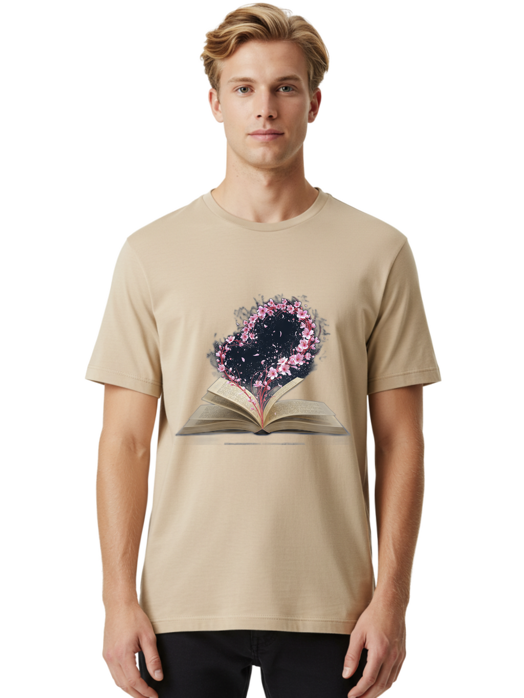 Book-With-Cherry-Blossom-Tree Men'S Graphic Tee, 100% Cotton, Comfortable Casual Summer Wear, Machine Washable, Vintage Camera, Old Camera, Antique Camera, Black Camera, Classic Photography, Photography Equipment, Nostalgic Device, Baj339