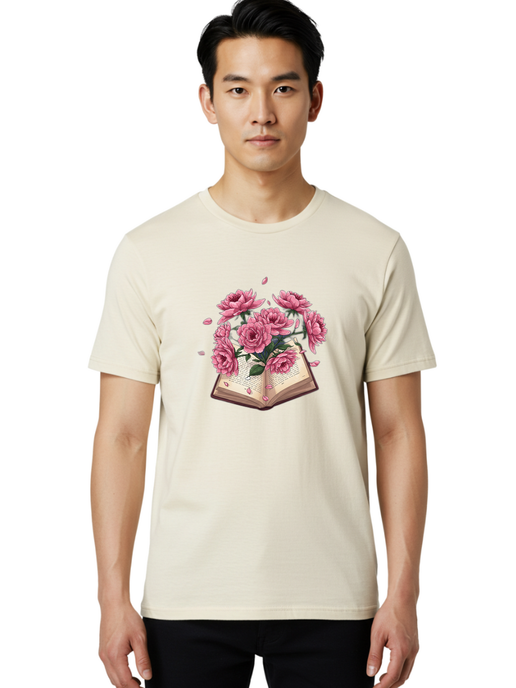 Book-With-Pink-Roses Men'S Graphic Tee, 100% Cotton, Comfortable Casual Summer Wear, Machine Washable, Vintage Camera, Old Camera, Antique Camera, Black Camera, Classic Photography, Photography Equipment, Nostalgic Device, Film Camera, Baj340