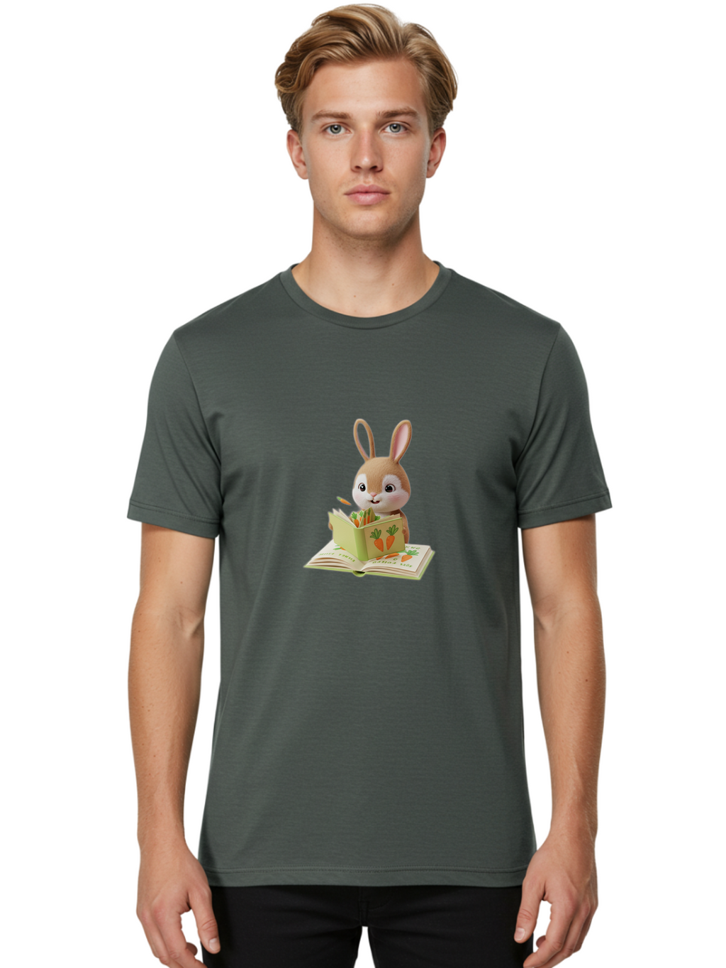 Bunny-Reading-Carrot-Book Men'S Graphic Tee, 100% Cotton, Comfortable Casual Summer Wear, Machine Washable, Vintage Camera, Old Camera, Antique Camera, Black Camera, Classic Photography, Photography Equipment, Nostalgic Device, Film Camera, Baj348