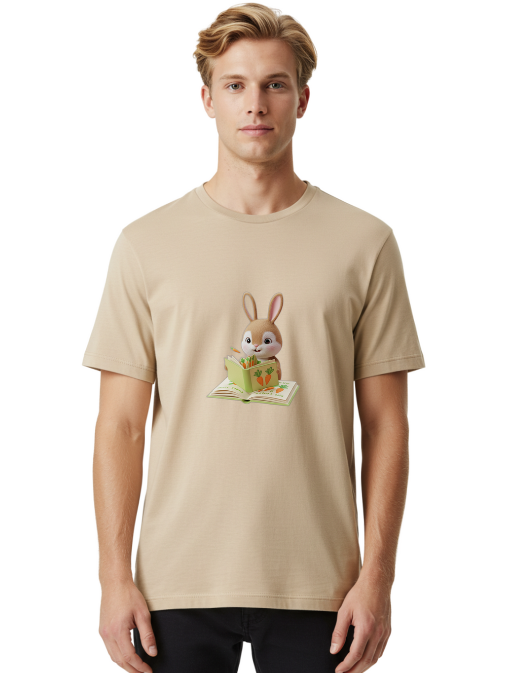 Bunny-Reading-Carrot-Book Men'S Graphic Tee, 100% Cotton, Comfortable Casual Summer Wear, Machine Washable, Vintage Camera, Old Camera, Antique Camera, Black Camera, Classic Photography, Photography Equipment, Nostalgic Device, Film Camera, Baj348