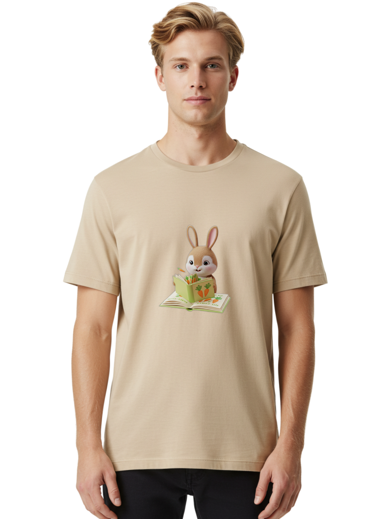Bunny-Reading-Carrot-Book Men'S Graphic Tee, 100% Cotton, Comfortable Casual Summer Wear, Machine Washable, Vintage Camera, Old Camera, Antique Camera, Black Camera, Classic Photography, Photography Equipment, Nostalgic Device, Film Camera, Baj348