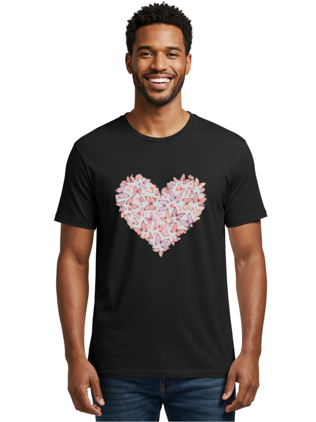 Butterflies-Heart-1 Men'S Graphic Tee, 100% Cotton, Comfortable Casual Summer Wear, Machine Washable, Vintage Camera, Old Camera, Antique Camera, Black Camera, Classic Photography, Photography Equipment, Nostalgic Device, Film Camera, Baj352