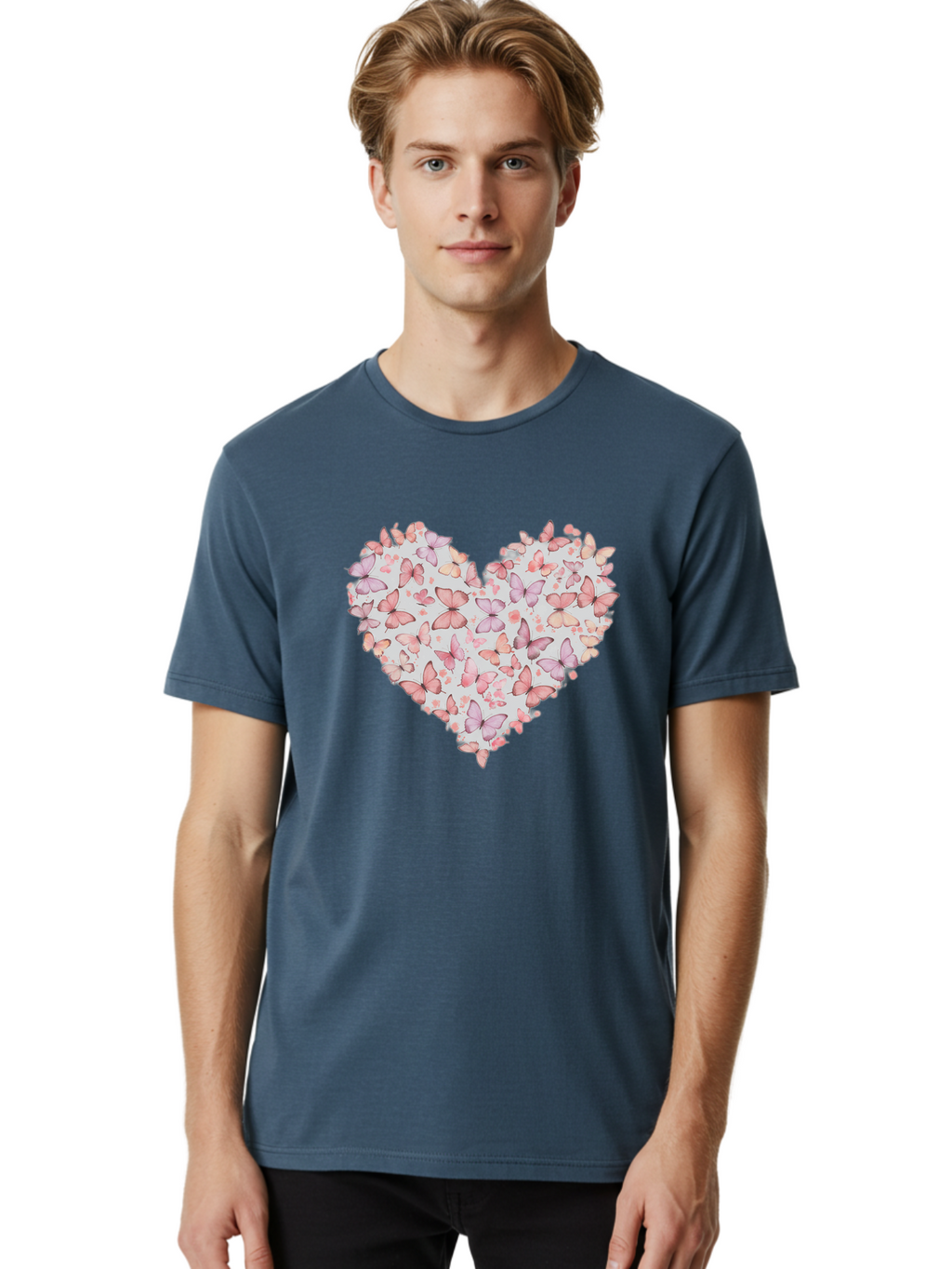 Butterflies-Heart-1 Men'S Graphic Tee, 100% Cotton, Comfortable Casual Summer Wear, Machine Washable, Vintage Camera, Old Camera, Antique Camera, Black Camera, Classic Photography, Photography Equipment, Nostalgic Device, Film Camera, Baj352