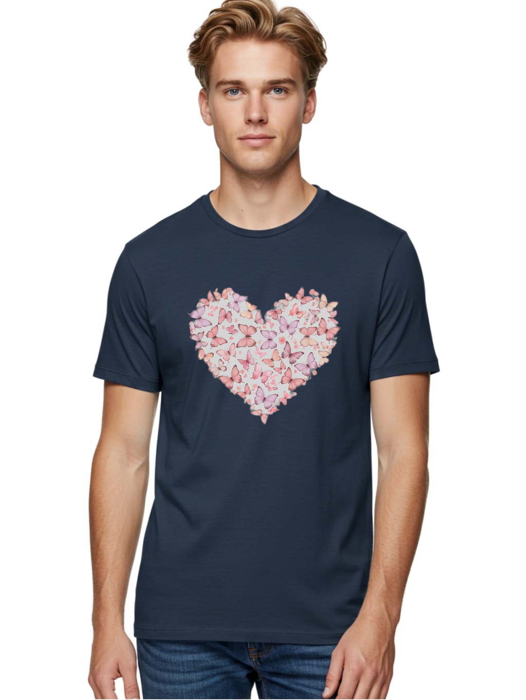 Butterflies-Heart-1 Men'S Graphic Tee, 100% Cotton, Comfortable Casual Summer Wear, Machine Washable, Vintage Camera, Old Camera, Antique Camera, Black Camera, Classic Photography, Photography Equipment, Nostalgic Device, Film Camera, Baj352