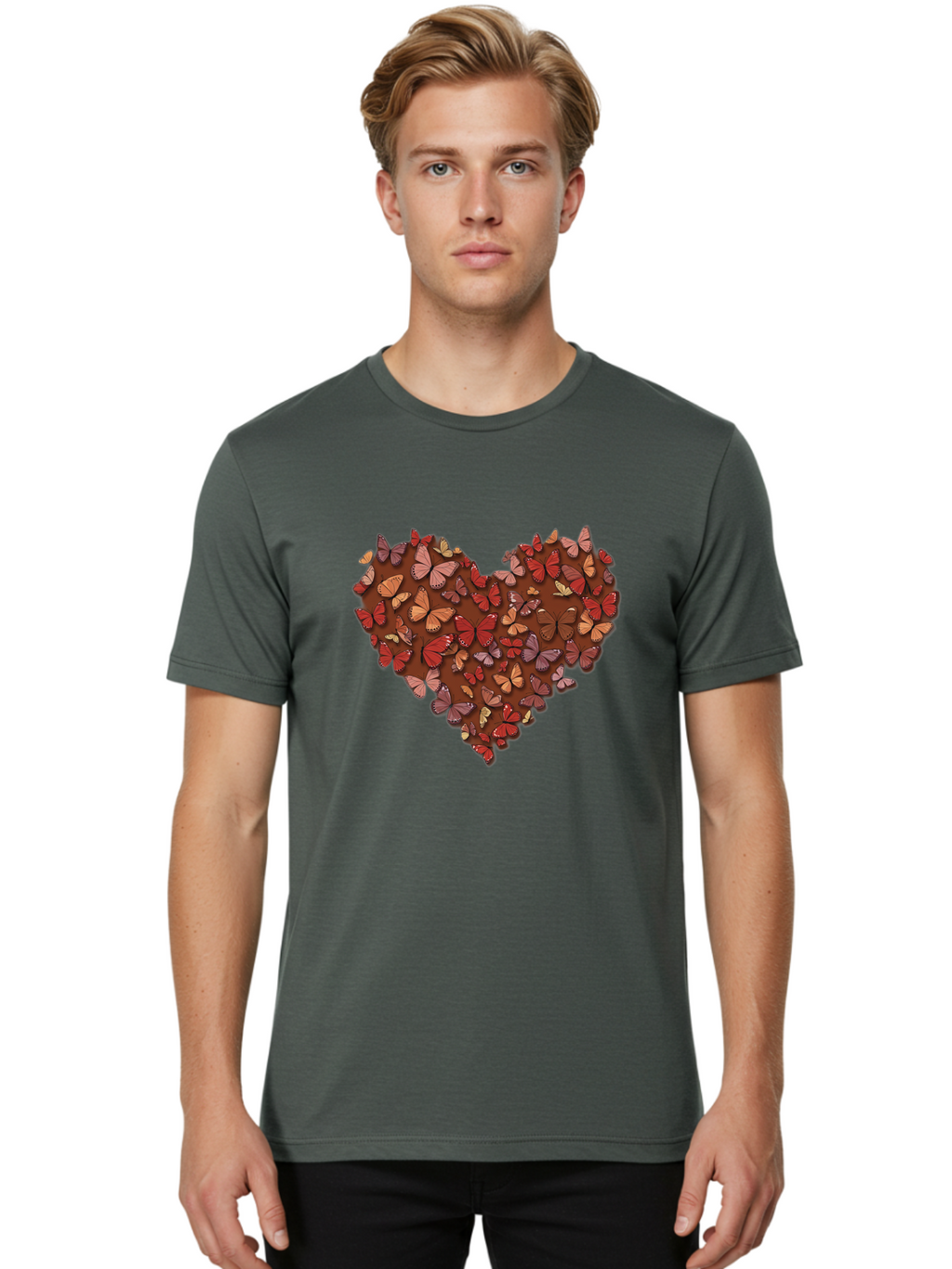 Butterflies-Heart-2 Men'S Graphic Tee, 100% Cotton, Comfortable Casual Summer Wear, Machine Washable, Vintage Camera, Old Camera, Antique Camera, Black Camera, Classic Photography, Photography Equipment, Nostalgic Device, Film Camera, Baj353