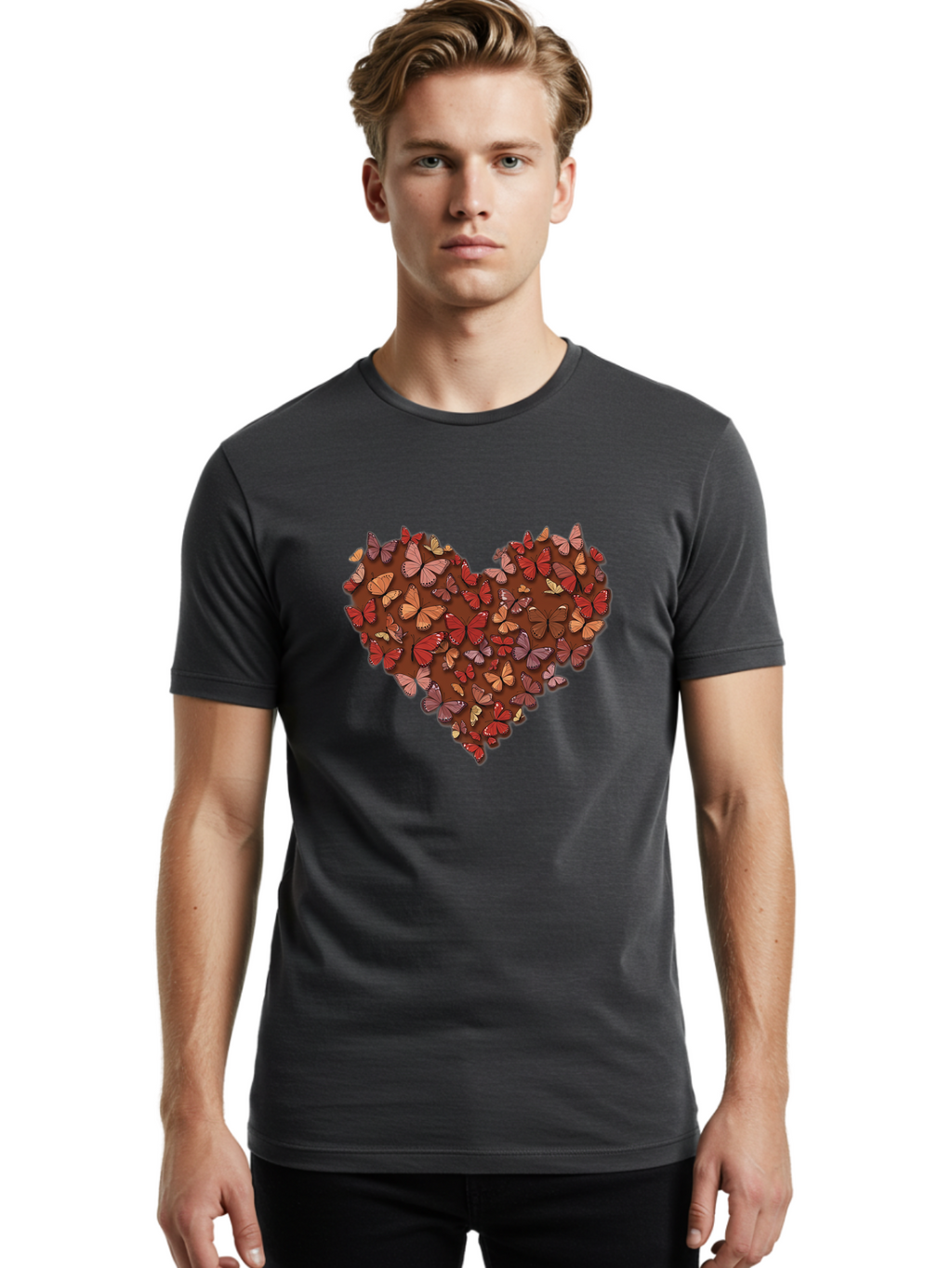 Butterflies-Heart-2 Men'S Graphic Tee, 100% Cotton, Comfortable Casual Summer Wear, Machine Washable, Vintage Camera, Old Camera, Antique Camera, Black Camera, Classic Photography, Photography Equipment, Nostalgic Device, Film Camera, Baj353