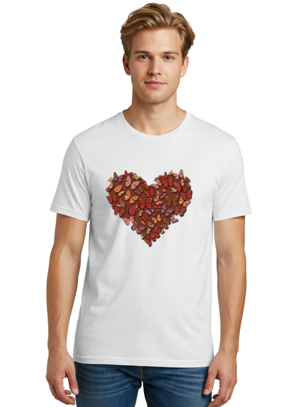 Butterflies-Heart-2 Men'S Graphic Tee, 100% Cotton, Comfortable Casual Summer Wear, Machine Washable, Vintage Camera, Old Camera, Antique Camera, Black Camera, Classic Photography, Photography Equipment, Nostalgic Device, Film Camera, Baj353