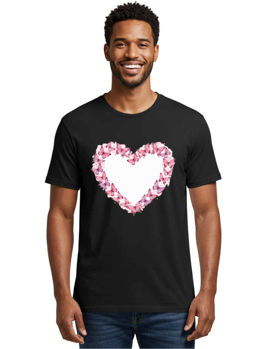 Butterflies-Heart Men'S Graphic Tee, 100% Cotton, Comfortable Casual Summer Wear, Machine Washable, Vintage Camera, Old Camera, Antique Camera, Black Camera, Classic Photography, Photography Equipment, Nostalgic Device, Film Camera, Camera Art Baj354