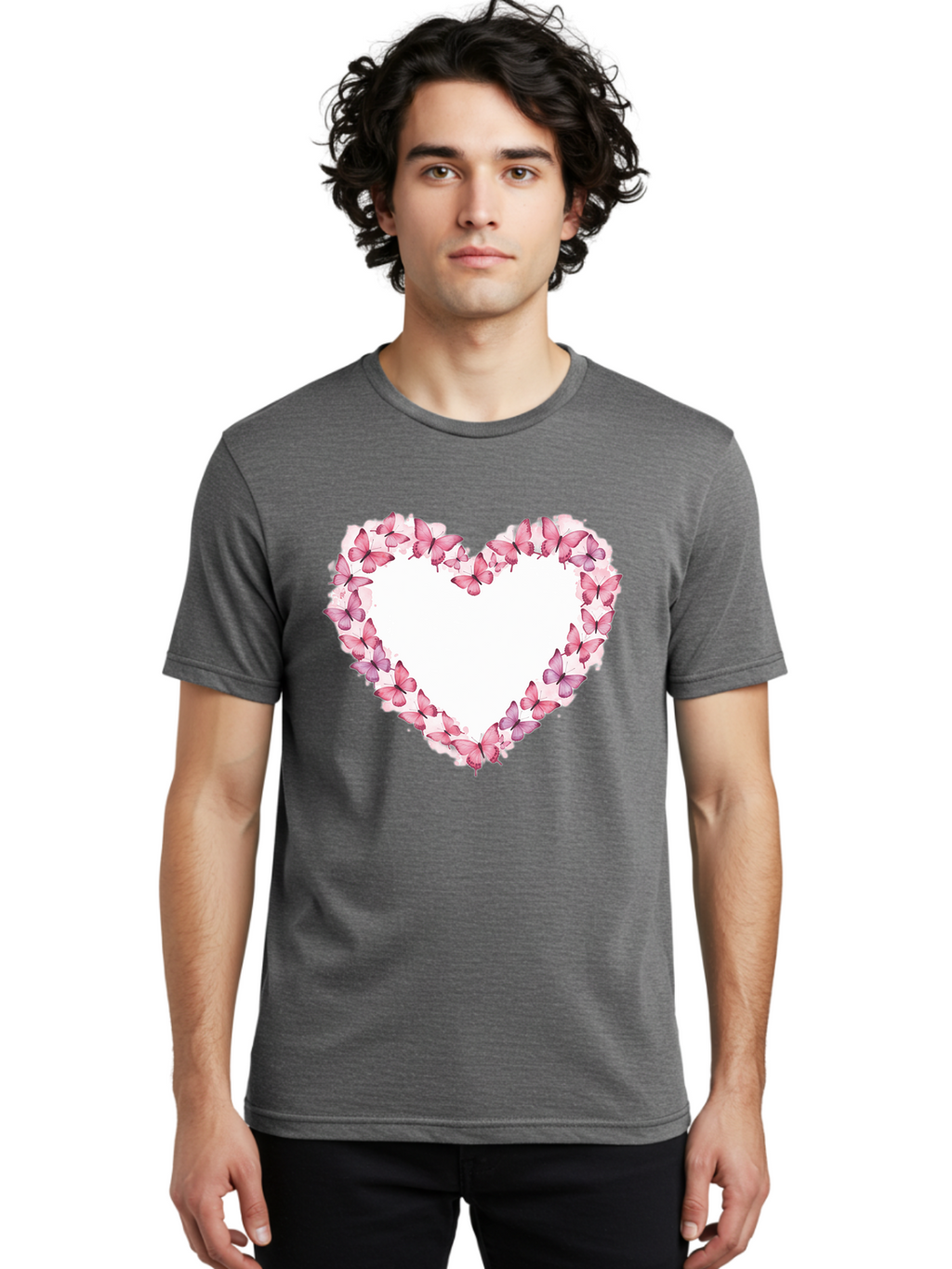 Butterflies-Heart Men'S Graphic Tee, 100% Cotton, Comfortable Casual Summer Wear, Machine Washable, Vintage Camera, Old Camera, Antique Camera, Black Camera, Classic Photography, Photography Equipment, Nostalgic Device, Film Camera, Camera Art Baj354