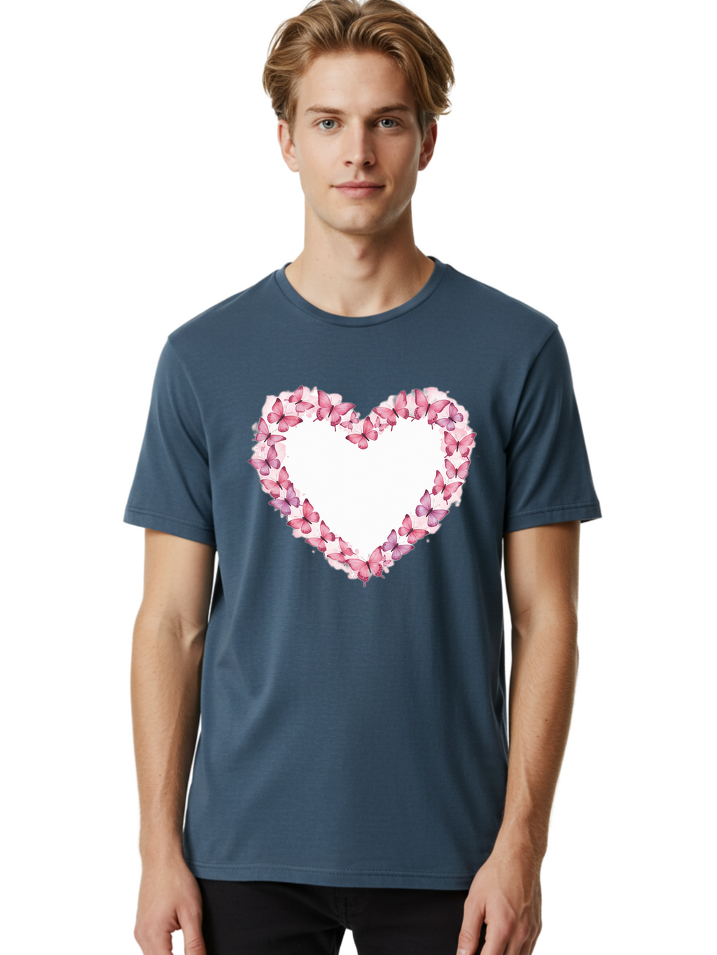 Butterflies-Heart Men'S Graphic Tee, 100% Cotton, Comfortable Casual Summer Wear, Machine Washable, Vintage Camera, Old Camera, Antique Camera, Black Camera, Classic Photography, Photography Equipment, Nostalgic Device, Film Camera, Camera Art Baj354