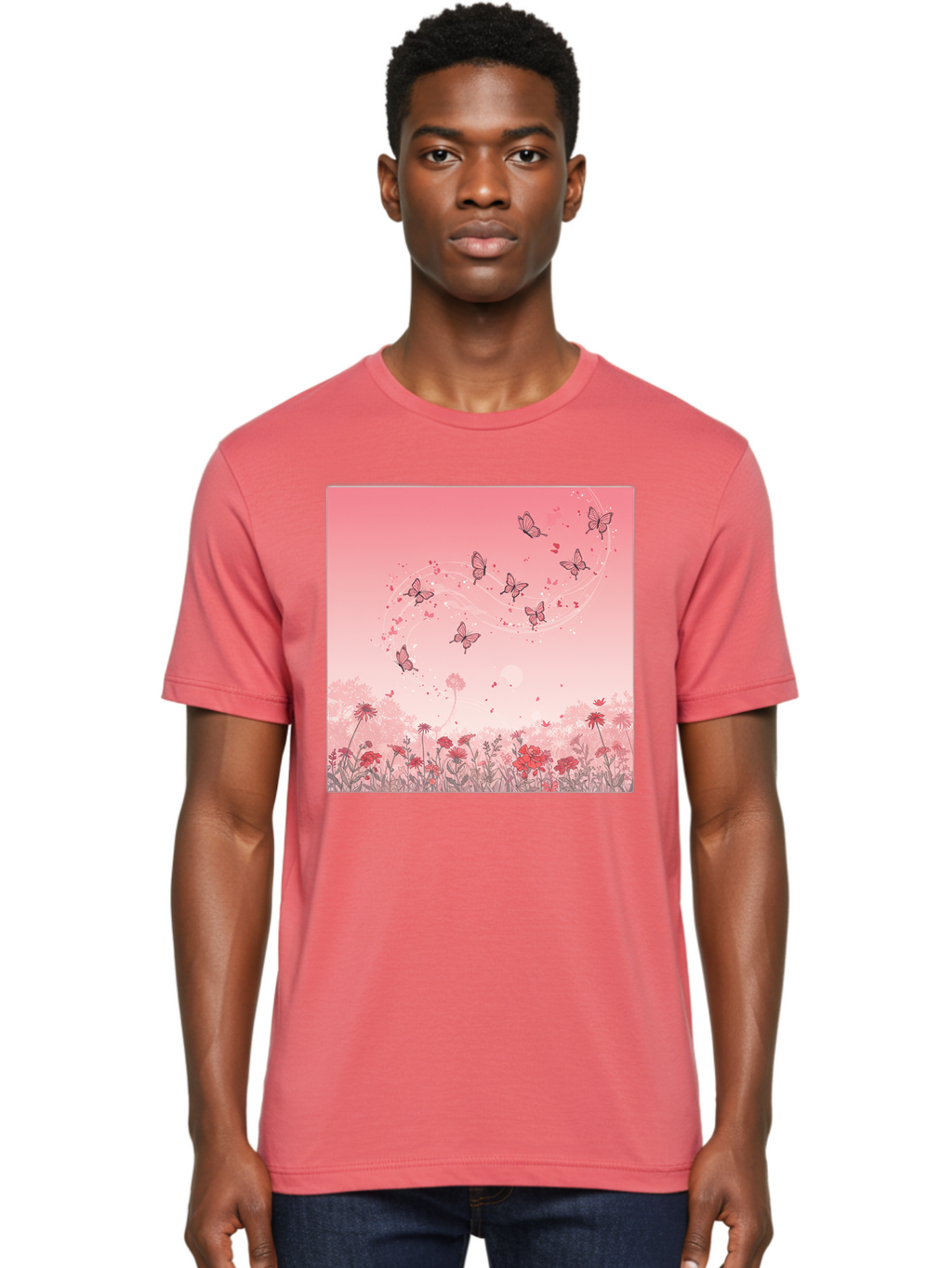 Butterflies-In-Flowers Men'S Graphic Tee, 100% Cotton, Comfortable Casual Summer Wear, Machine Washable, Vintage Camera, Old Camera, Antique Camera, Black Camera, Classic Photography, Photography Equipment, Nostalgic Device, Film Camera, Baj355