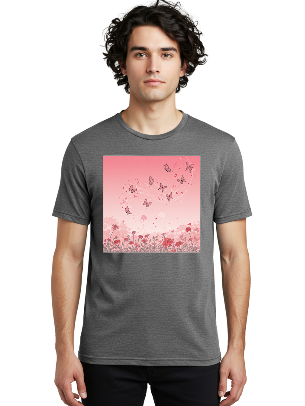 Butterflies-In-Flowers Men'S Graphic Tee, 100% Cotton, Comfortable Casual Summer Wear, Machine Washable, Vintage Camera, Old Camera, Antique Camera, Black Camera, Classic Photography, Photography Equipment, Nostalgic Device, Film Camera, Baj355