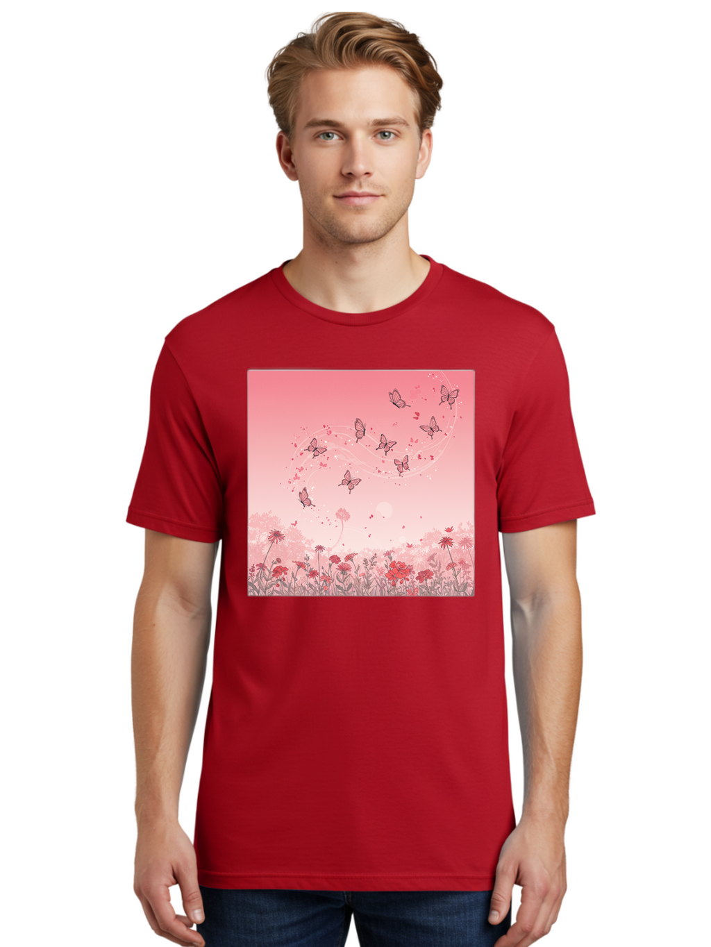 Butterflies-In-Flowers Men'S Graphic Tee, 100% Cotton, Comfortable Casual Summer Wear, Machine Washable, Vintage Camera, Old Camera, Antique Camera, Black Camera, Classic Photography, Photography Equipment, Nostalgic Device, Film Camera, Baj355