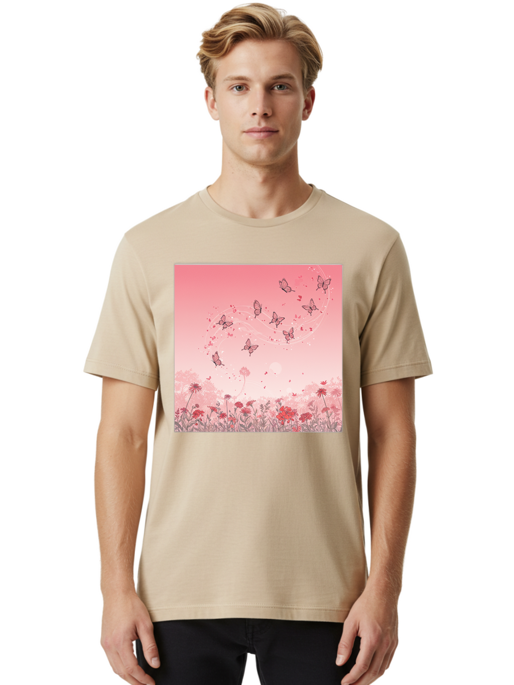 Butterflies-In-Flowers Men'S Graphic Tee, 100% Cotton, Comfortable Casual Summer Wear, Machine Washable, Vintage Camera, Old Camera, Antique Camera, Black Camera, Classic Photography, Photography Equipment, Nostalgic Device, Film Camera, Baj355
