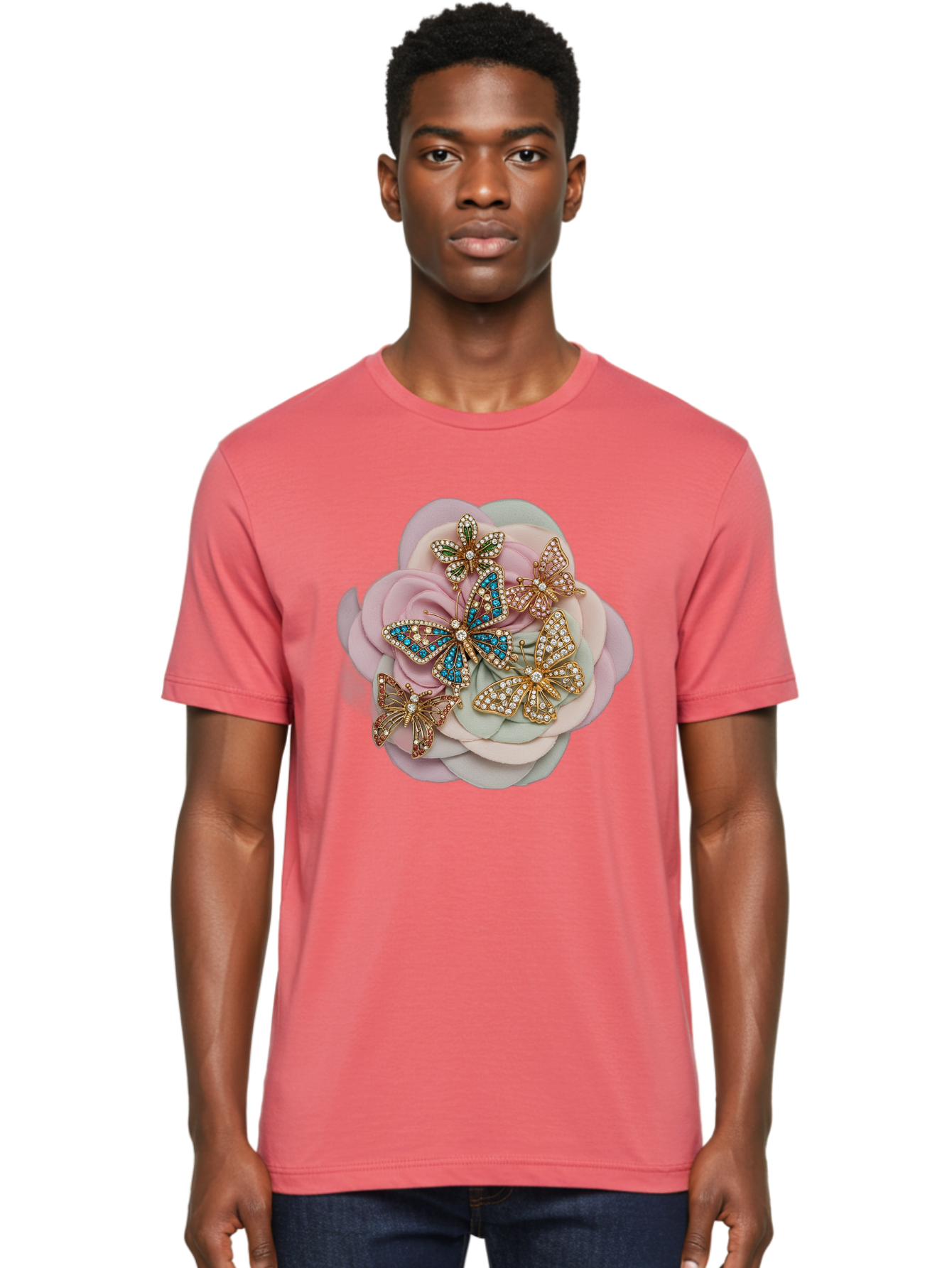 Butterfly-Brooch Men'S Graphic Tee, 100% Cotton, Comfortable Casual Summer Wear, Machine Washable, Vintage Camera, Old Camera, Antique Camera, Black Camera, Classic Photography, Photography Equipment, Nostalgic Device, Film Camera, Camera Art Baj356