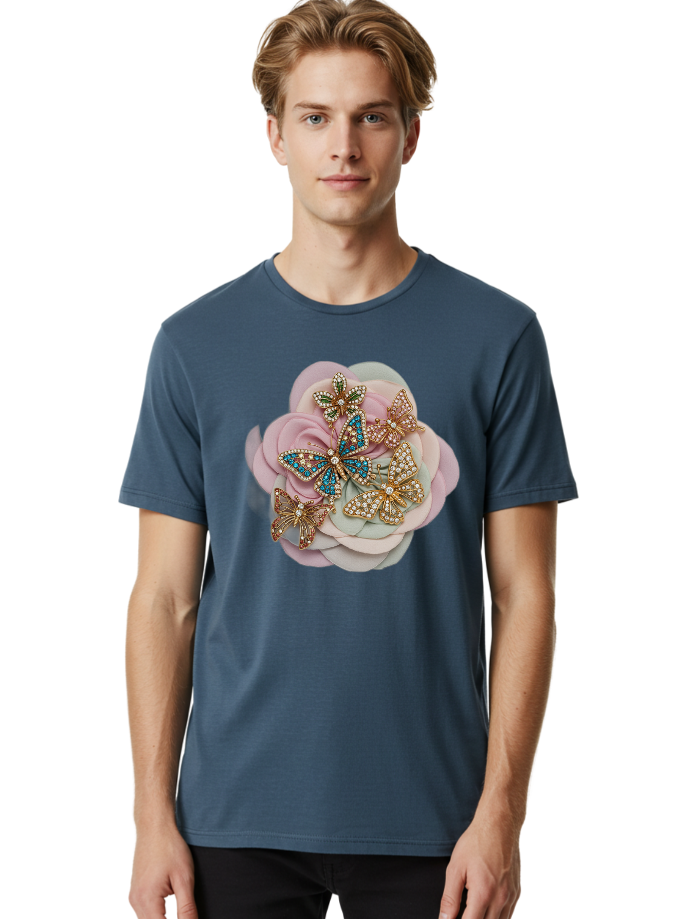 Butterfly-Brooch Men'S Graphic Tee, 100% Cotton, Comfortable Casual Summer Wear, Machine Washable, Vintage Camera, Old Camera, Antique Camera, Black Camera, Classic Photography, Photography Equipment, Nostalgic Device, Film Camera, Camera Art Baj356