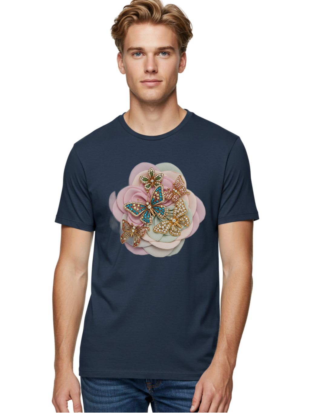 Butterfly-Brooch Men'S Graphic Tee, 100% Cotton, Comfortable Casual Summer Wear, Machine Washable, Vintage Camera, Old Camera, Antique Camera, Black Camera, Classic Photography, Photography Equipment, Nostalgic Device, Film Camera, Camera Art Baj356