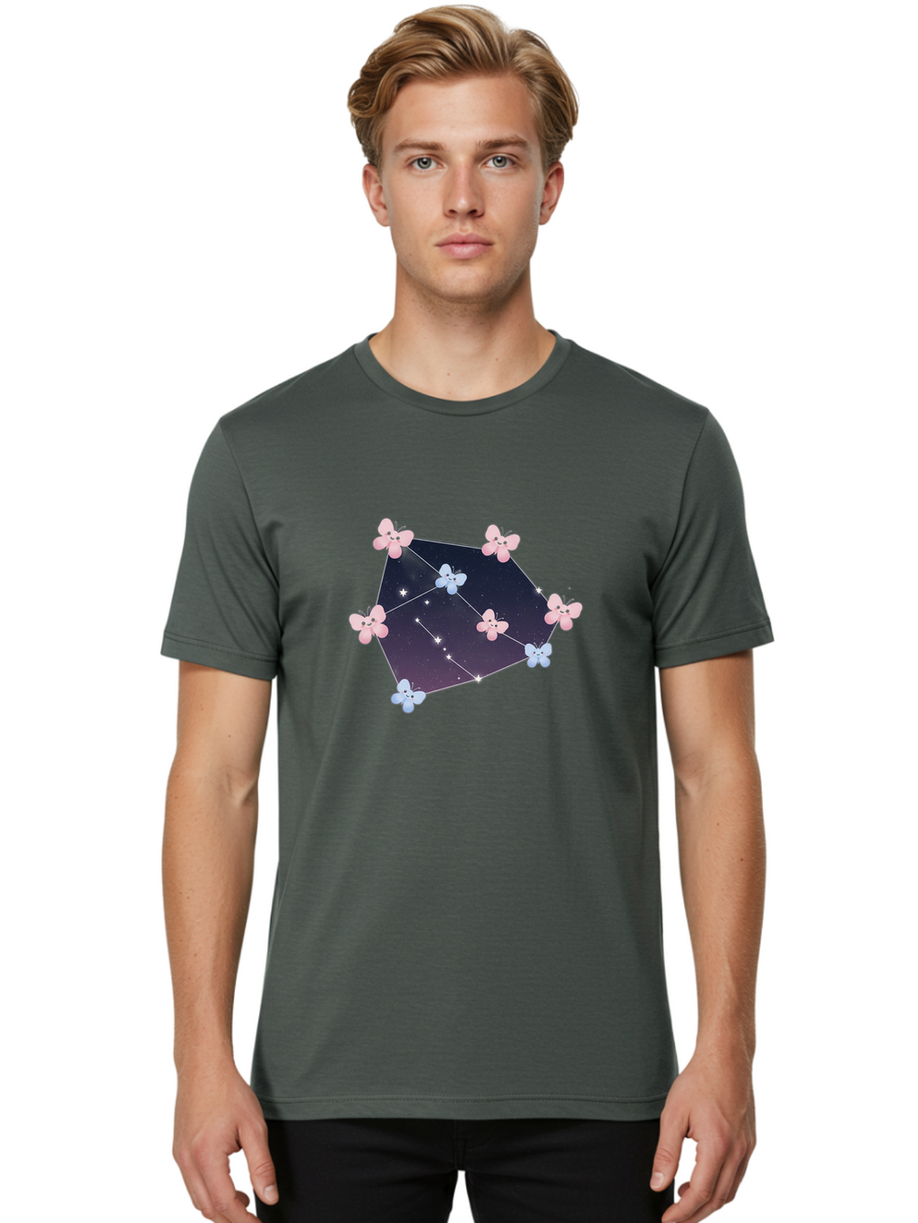 Butterfly-Constellation Men'S Graphic Tee, 100% Cotton, Comfortable Casual Summer Wear, Machine Washable, Vintage Camera, Old Camera, Antique Camera, Black Camera, Classic Photography, Photography Equipment, Nostalgic Device, Film Camera, Baj357