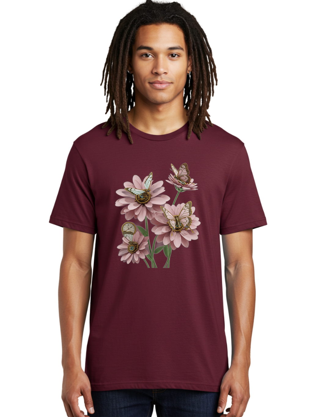 Butterfly-Flowers Men'S Graphic Tee, 100% Cotton, Comfortable Casual Summer Wear, Machine Washable, Vintage Camera, Old Camera, Antique Camera, Black Camera, Classic Photography, Photography Equipment, Nostalgic Device, Film Camera, Camera Art Baj358