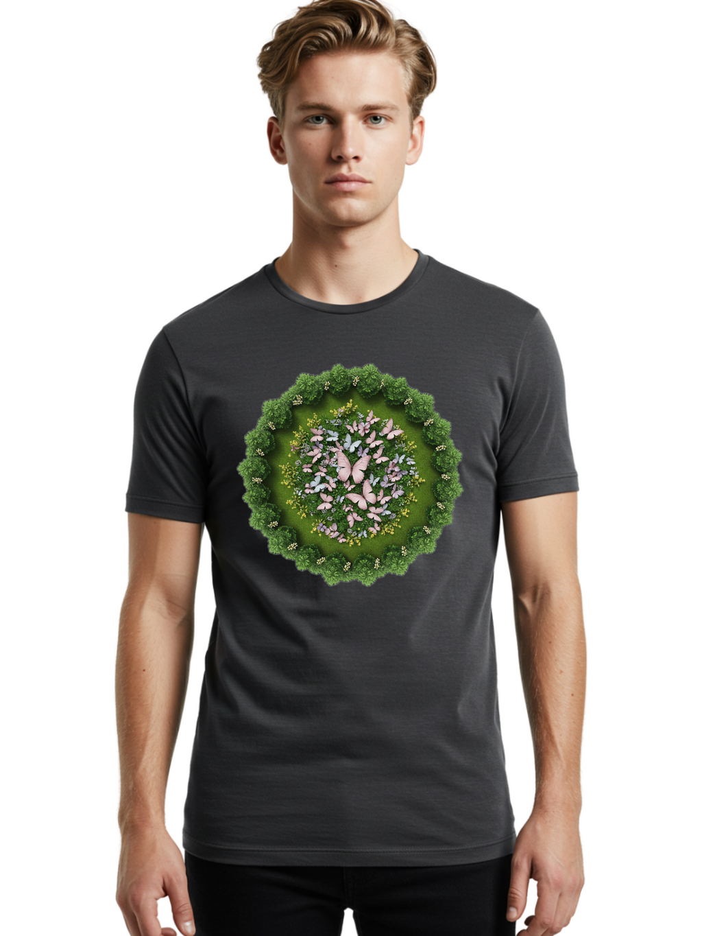 Butterfly-Garden Men'S Graphic Tee, 100% Cotton, Comfortable Casual Summer Wear, Machine Washable, Vintage Camera, Old Camera, Antique Camera, Black Camera, Classic Photography, Photography Equipment, Nostalgic Device, Film Camera, Camera Art Baj359