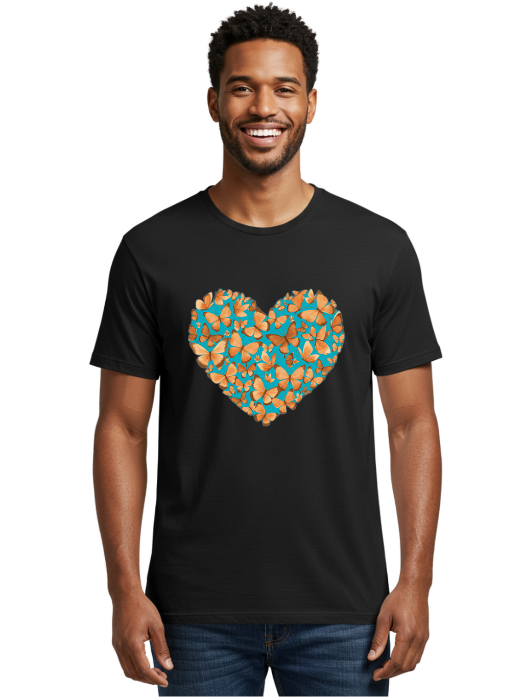 Butterfly-Heart-1 Men'S Graphic Tee, 100% Cotton, Comfortable Casual Summer Wear, Machine Washable, Vintage Camera, Old Camera, Antique Camera, Black Camera, Classic Photography, Photography Equipment, Nostalgic Device, Film Camera, Camera Art Baj360
