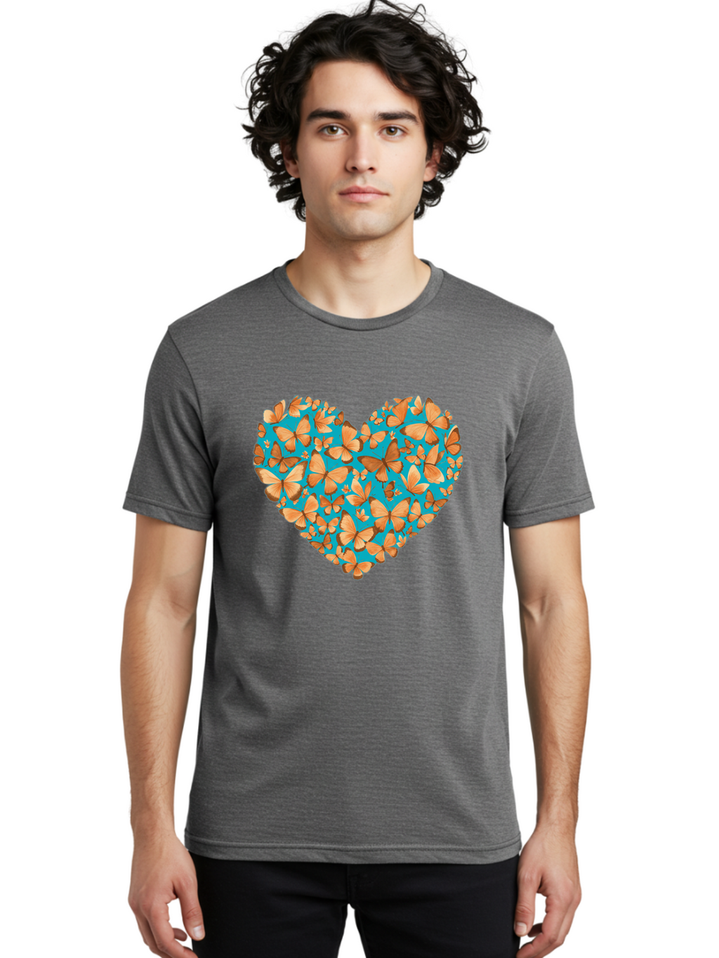 Butterfly-Heart-1 Men'S Graphic Tee, 100% Cotton, Comfortable Casual Summer Wear, Machine Washable, Vintage Camera, Old Camera, Antique Camera, Black Camera, Classic Photography, Photography Equipment, Nostalgic Device, Film Camera, Camera Art Baj360