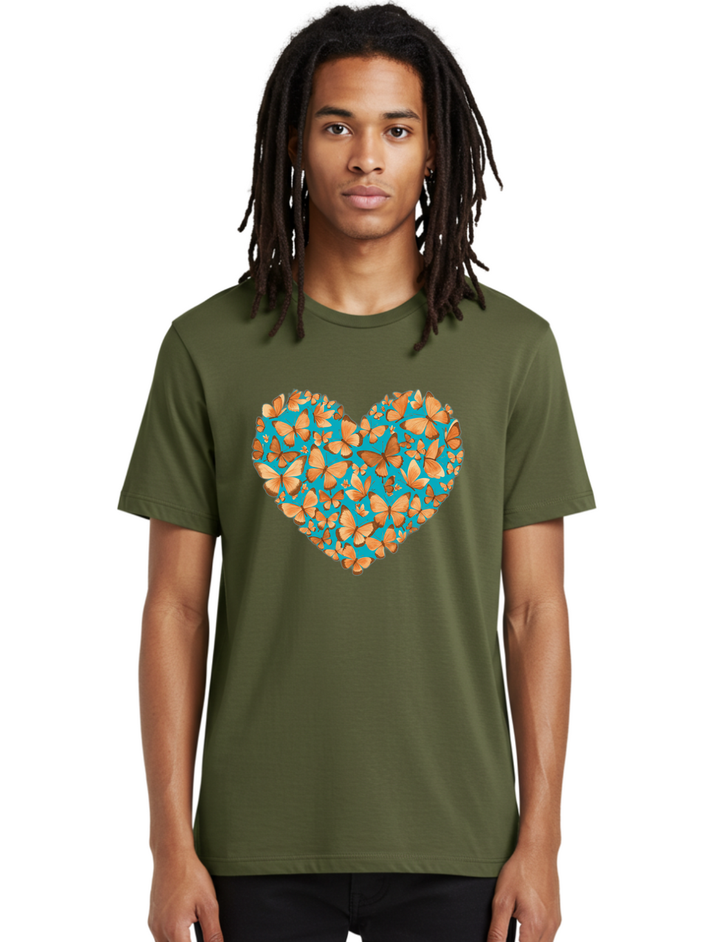 Butterfly-Heart-1 Men'S Graphic Tee, 100% Cotton, Comfortable Casual Summer Wear, Machine Washable, Vintage Camera, Old Camera, Antique Camera, Black Camera, Classic Photography, Photography Equipment, Nostalgic Device, Film Camera, Camera Art Baj360