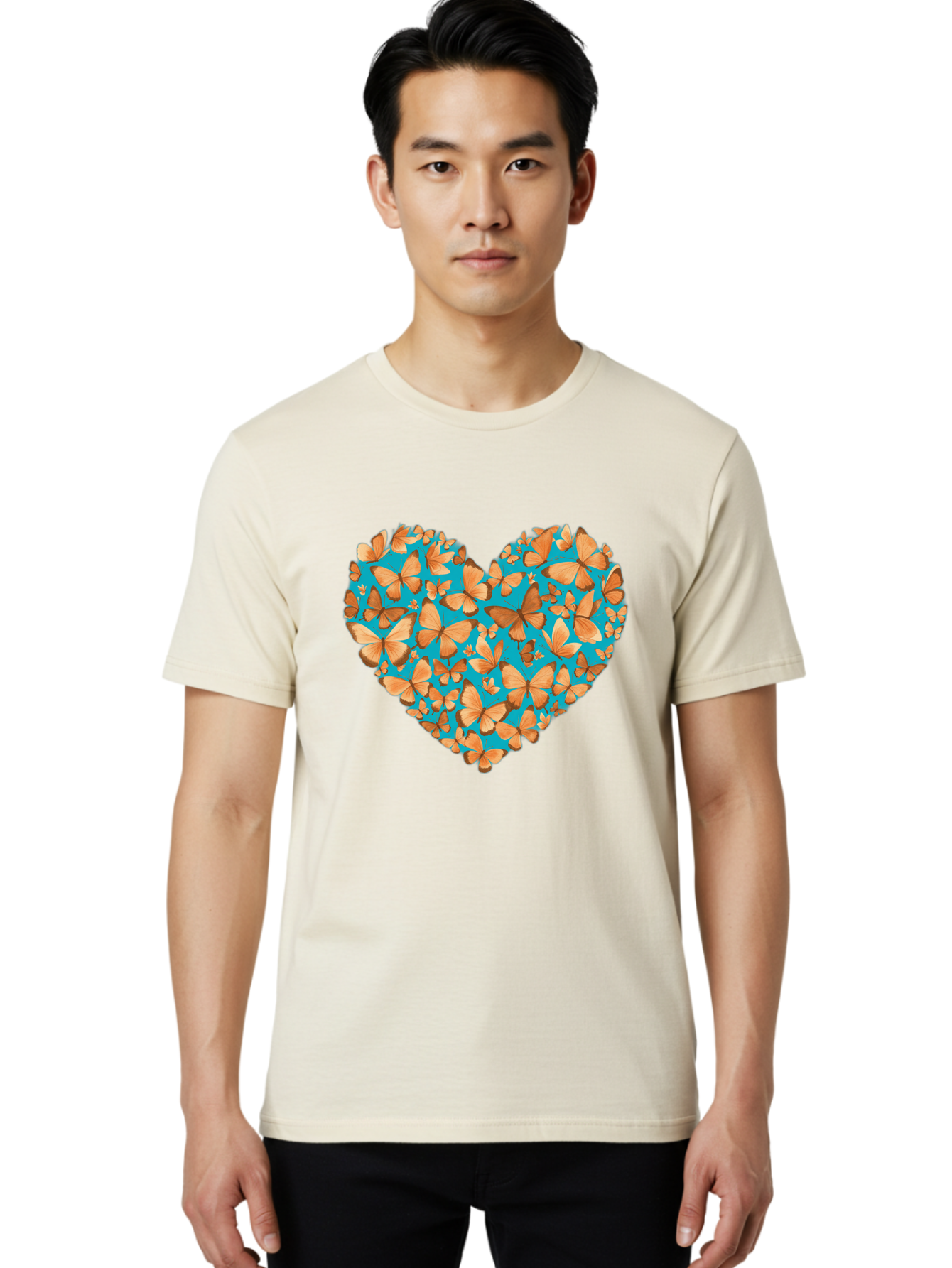 Butterfly-Heart-1 Men'S Graphic Tee, 100% Cotton, Comfortable Casual Summer Wear, Machine Washable, Vintage Camera, Old Camera, Antique Camera, Black Camera, Classic Photography, Photography Equipment, Nostalgic Device, Film Camera, Camera Art Baj360