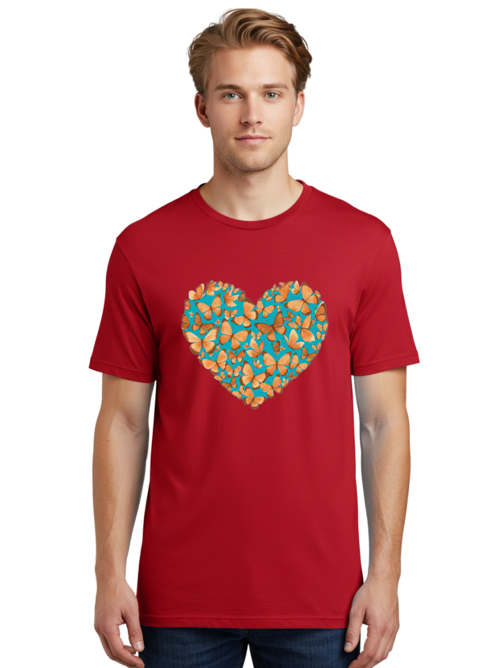 Butterfly-Heart-1 Men'S Graphic Tee, 100% Cotton, Comfortable Casual Summer Wear, Machine Washable, Vintage Camera, Old Camera, Antique Camera, Black Camera, Classic Photography, Photography Equipment, Nostalgic Device, Film Camera, Camera Art Baj360