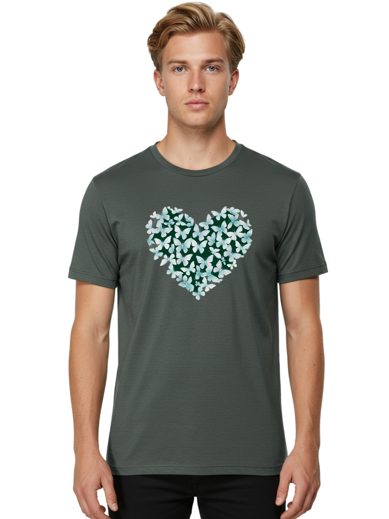 Butterfly-Heart-2 Men'S Graphic Tee, 100% Cotton, Comfortable Casual Summer Wear, Machine Washable, Vintage Camera, Old Camera, Antique Camera, Black Camera, Classic Photography, Photography Equipment, Nostalgic Device, Film Camera, Camera Art Baj361