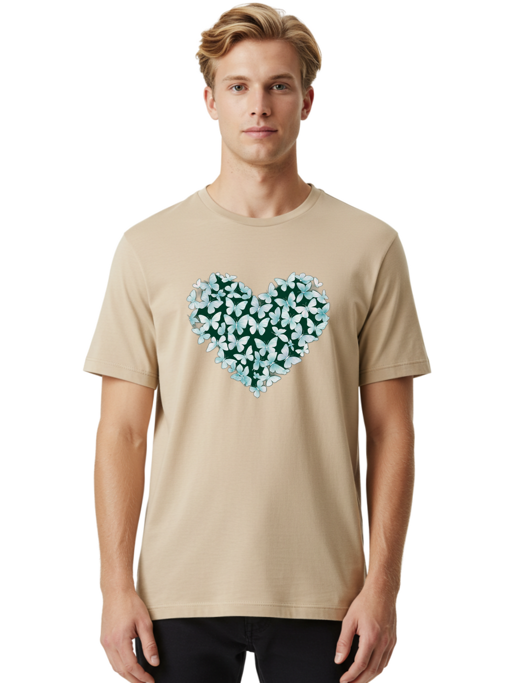 Butterfly-Heart-2 Men'S Graphic Tee, 100% Cotton, Comfortable Casual Summer Wear, Machine Washable, Vintage Camera, Old Camera, Antique Camera, Black Camera, Classic Photography, Photography Equipment, Nostalgic Device, Film Camera, Camera Art Baj361