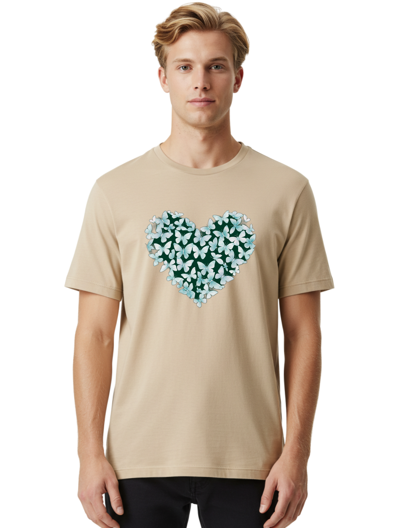 Butterfly-Heart-2 Men'S Graphic Tee, 100% Cotton, Comfortable Casual Summer Wear, Machine Washable, Vintage Camera, Old Camera, Antique Camera, Black Camera, Classic Photography, Photography Equipment, Nostalgic Device, Film Camera, Camera Art Baj361
