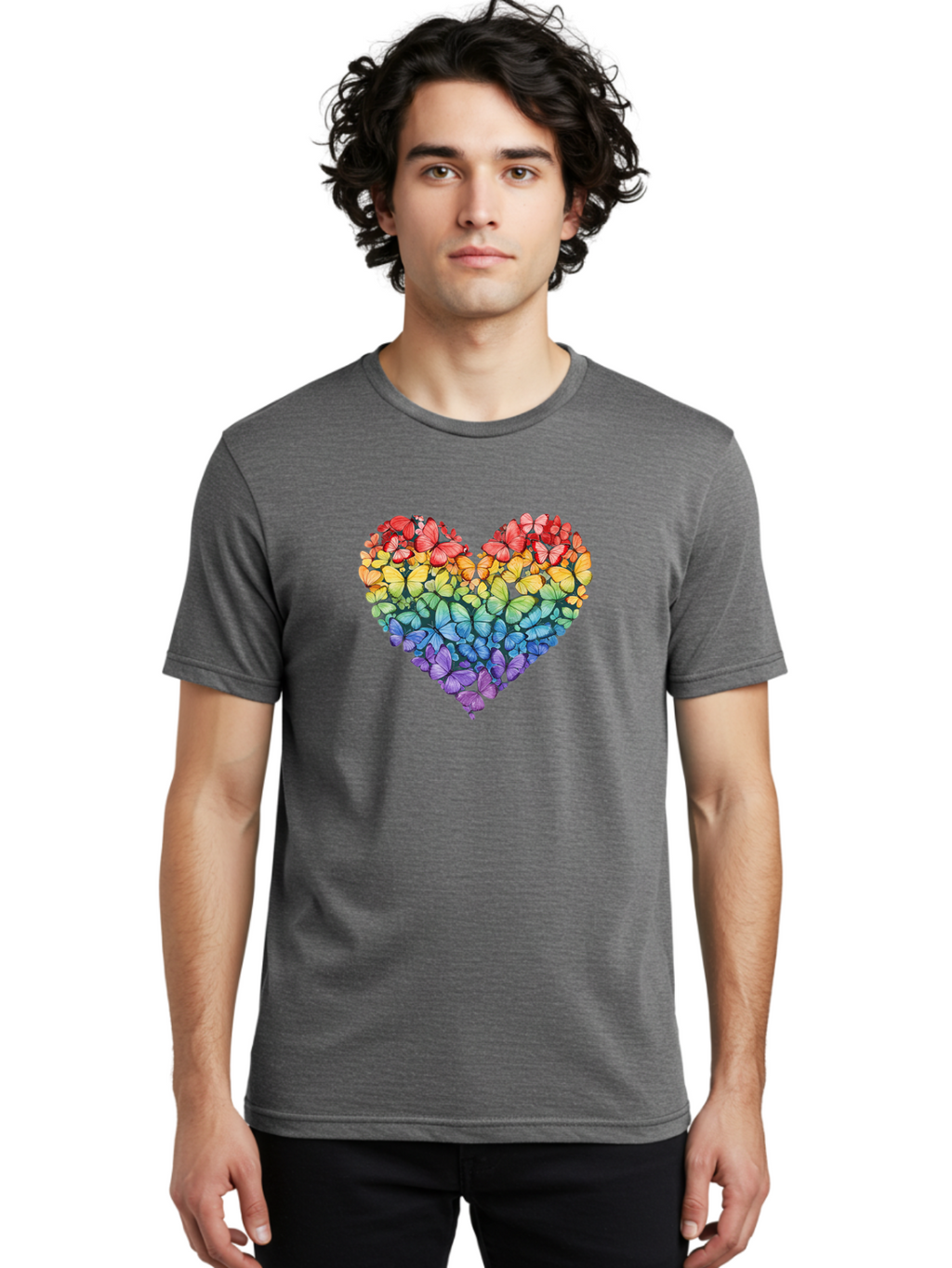Butterfly-Heart-3 Men'S Graphic Tee, 100% Cotton, Comfortable Casual Summer Wear, Machine Washable, Vintage Camera, Old Camera, Antique Camera, Black Camera, Classic Photography, Photography Equipment, Nostalgic Device, Film Camera, Camera Art Baj362