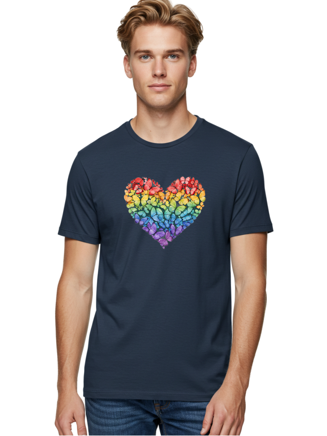 Butterfly-Heart-3 Men'S Graphic Tee, 100% Cotton, Comfortable Casual Summer Wear, Machine Washable, Vintage Camera, Old Camera, Antique Camera, Black Camera, Classic Photography, Photography Equipment, Nostalgic Device, Film Camera, Camera Art Baj362