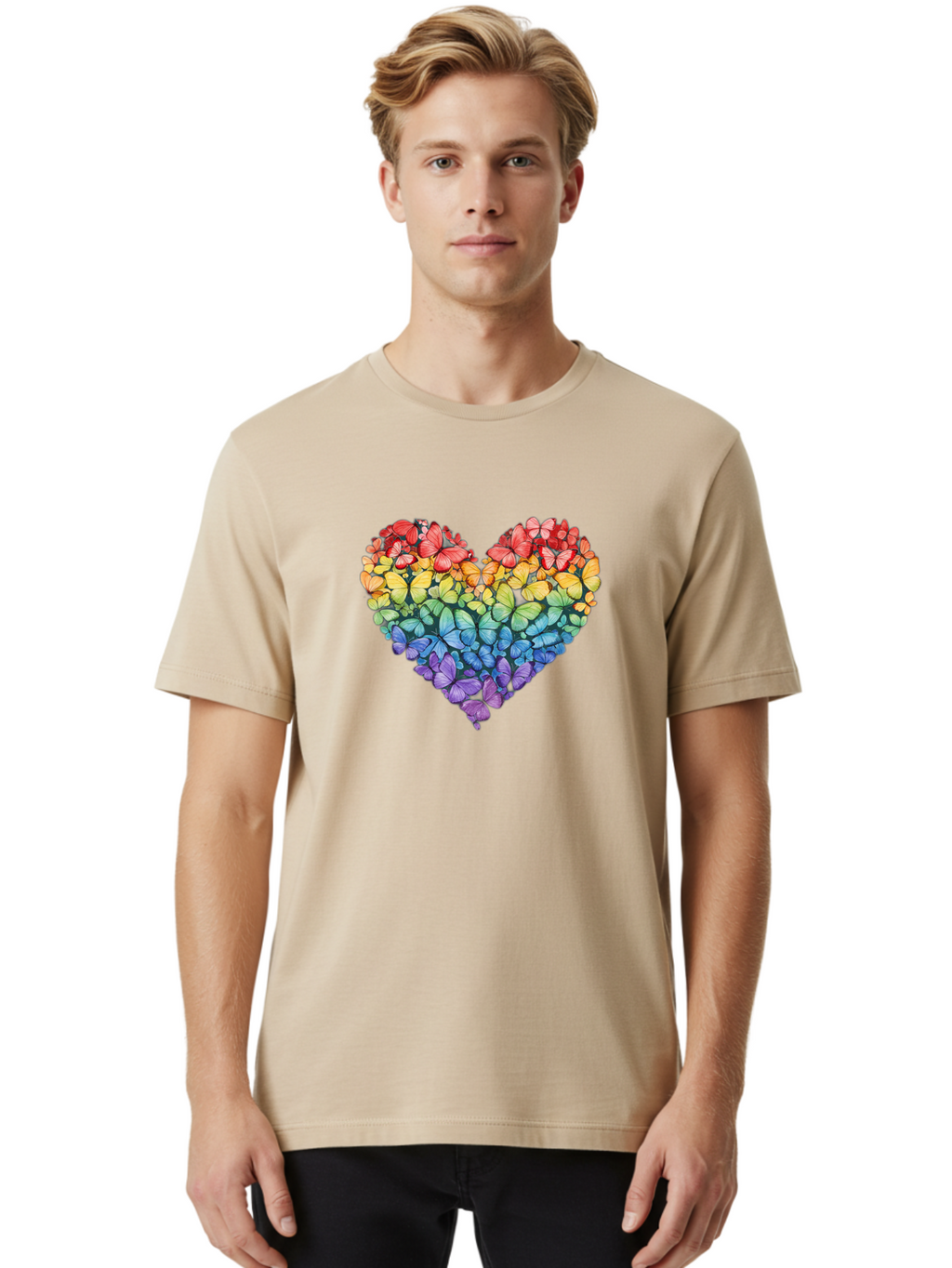 Butterfly-Heart-3 Men'S Graphic Tee, 100% Cotton, Comfortable Casual Summer Wear, Machine Washable, Vintage Camera, Old Camera, Antique Camera, Black Camera, Classic Photography, Photography Equipment, Nostalgic Device, Film Camera, Camera Art Baj362