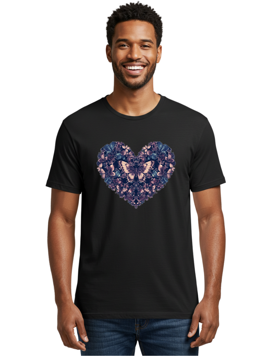 Butterfly-Heart-4 Men'S Graphic Tee, 100% Cotton, Comfortable Casual Summer Wear, Machine Washable, Vintage Camera, Old Camera, Antique Camera, Black Camera, Classic Photography, Photography Equipment, Nostalgic Device, Film Camera, Camera Art Baj363