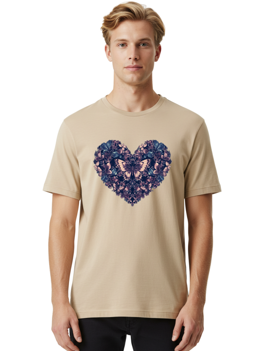 Butterfly-Heart-4 Men'S Graphic Tee, 100% Cotton, Comfortable Casual Summer Wear, Machine Washable, Vintage Camera, Old Camera, Antique Camera, Black Camera, Classic Photography, Photography Equipment, Nostalgic Device, Film Camera, Camera Art Baj363