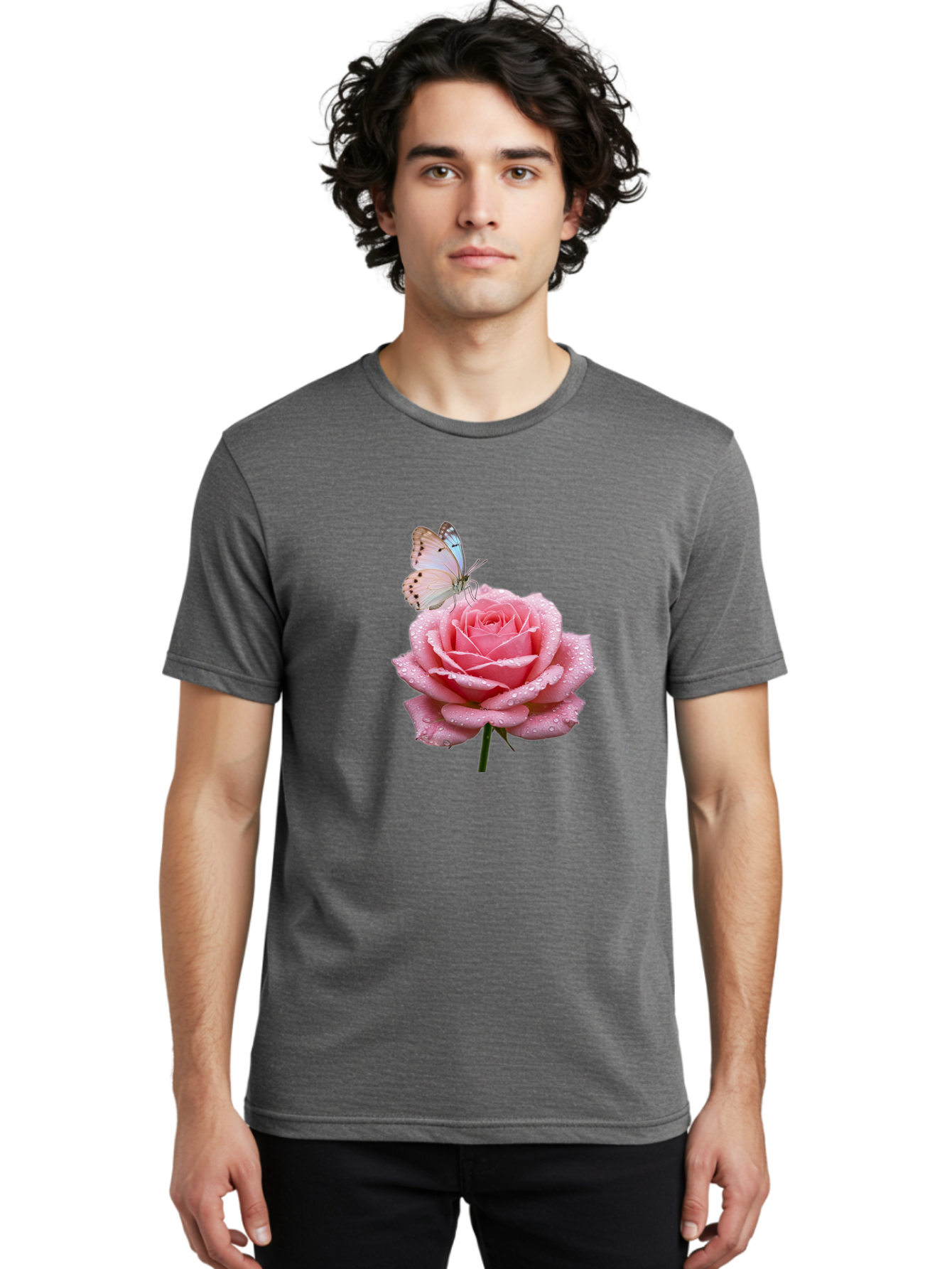 Butterfly-On-Rose Men'S Graphic Tee, 100% Cotton, Comfortable Casual Summer Wear, Machine Washable, Vintage Camera, Old Camera, Antique Camera, Black Camera, Classic Photography, Photography Equipment, Nostalgic Device, Film Camera, Camera Art Baj367