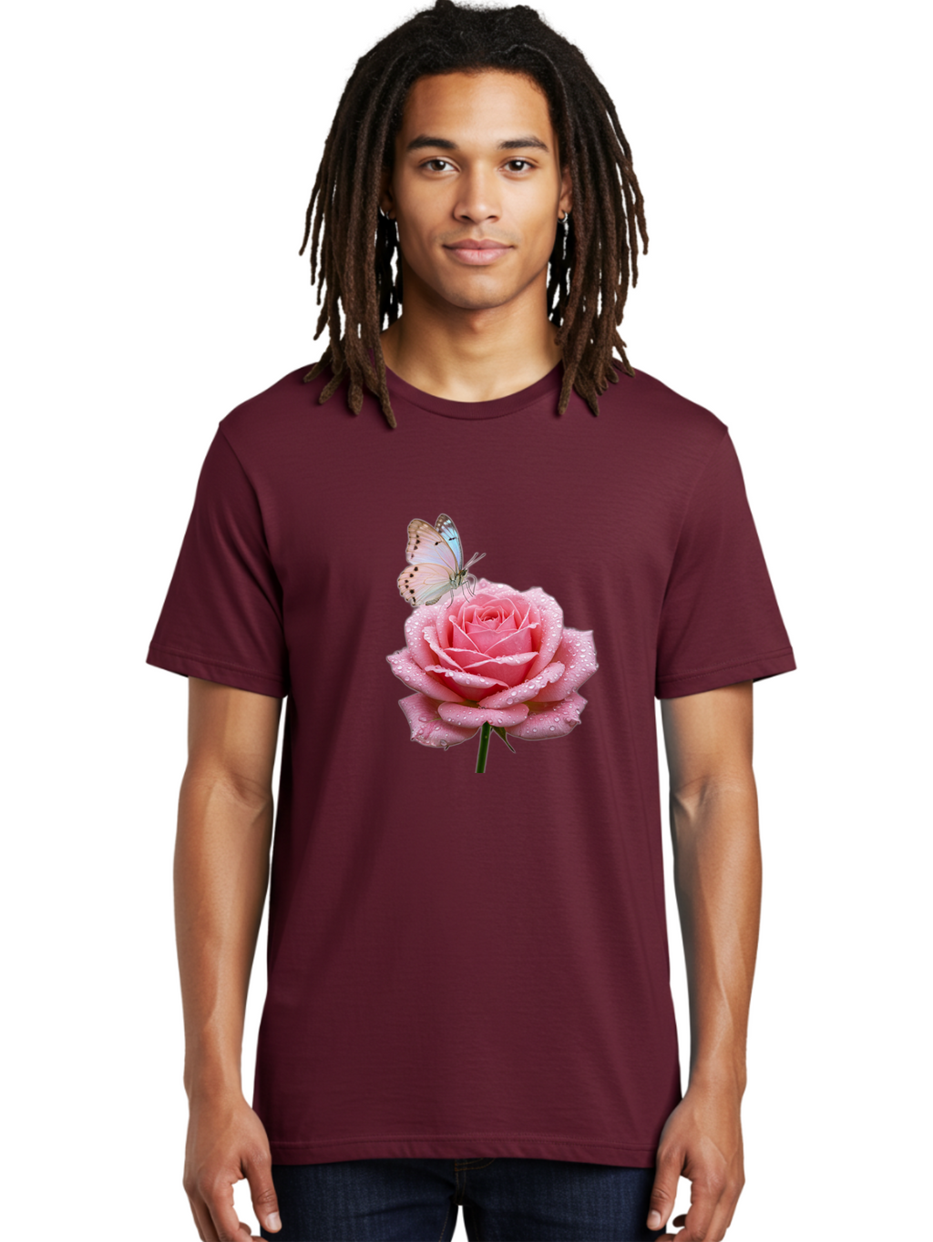Butterfly-On-Rose Men'S Graphic Tee, 100% Cotton, Comfortable Casual Summer Wear, Machine Washable, Vintage Camera, Old Camera, Antique Camera, Black Camera, Classic Photography, Photography Equipment, Nostalgic Device, Film Camera, Camera Art Baj367