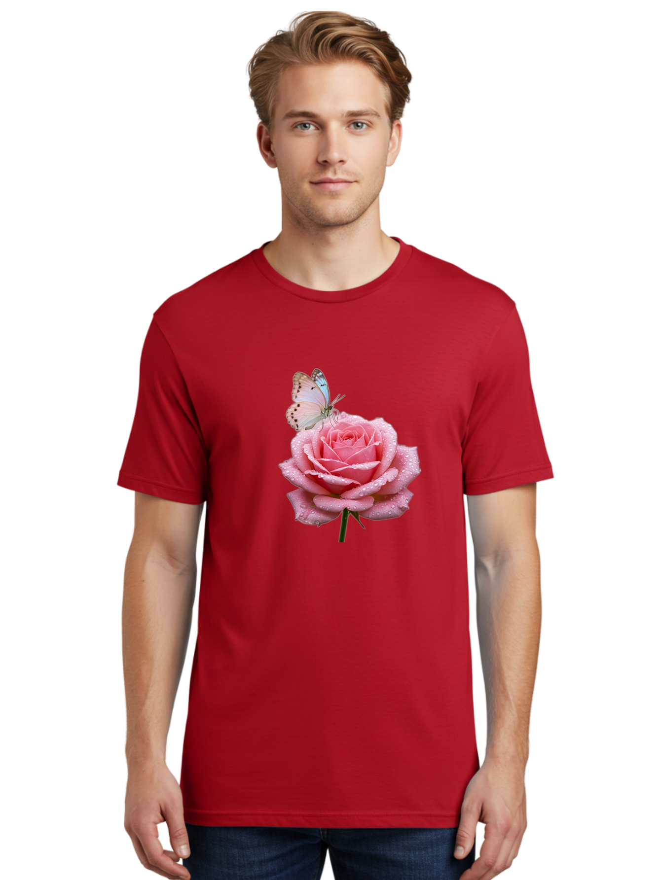 Butterfly-On-Rose Men'S Graphic Tee, 100% Cotton, Comfortable Casual Summer Wear, Machine Washable, Vintage Camera, Old Camera, Antique Camera, Black Camera, Classic Photography, Photography Equipment, Nostalgic Device, Film Camera, Camera Art Baj367