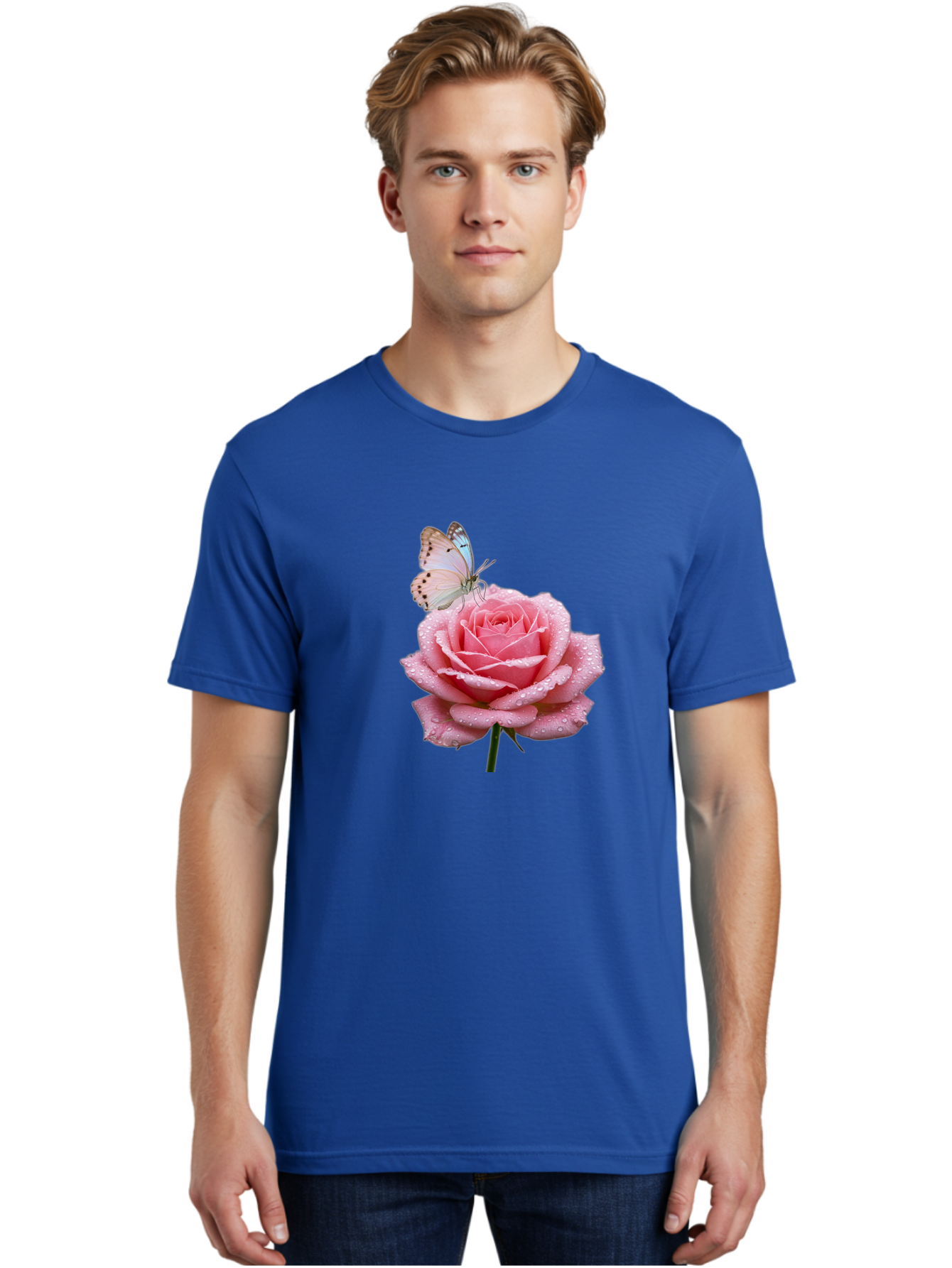 Butterfly-On-Rose Men'S Graphic Tee, 100% Cotton, Comfortable Casual Summer Wear, Machine Washable, Vintage Camera, Old Camera, Antique Camera, Black Camera, Classic Photography, Photography Equipment, Nostalgic Device, Film Camera, Camera Art Baj367