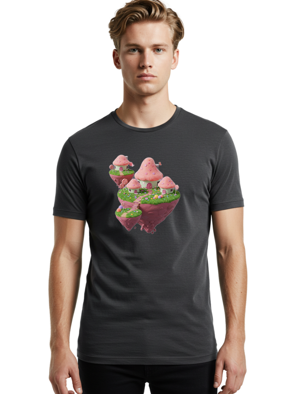 Candy-Land-Mushroom-Houses Men'S Graphic Tee, 100% Cotton, Comfortable Casual Summer Wear, Machine Washable, Vintage Camera, Old Camera, Antique Camera, Black Camera, Classic Photography, Photography Equipment, Nostalgic Device, Film Camera, Baj374