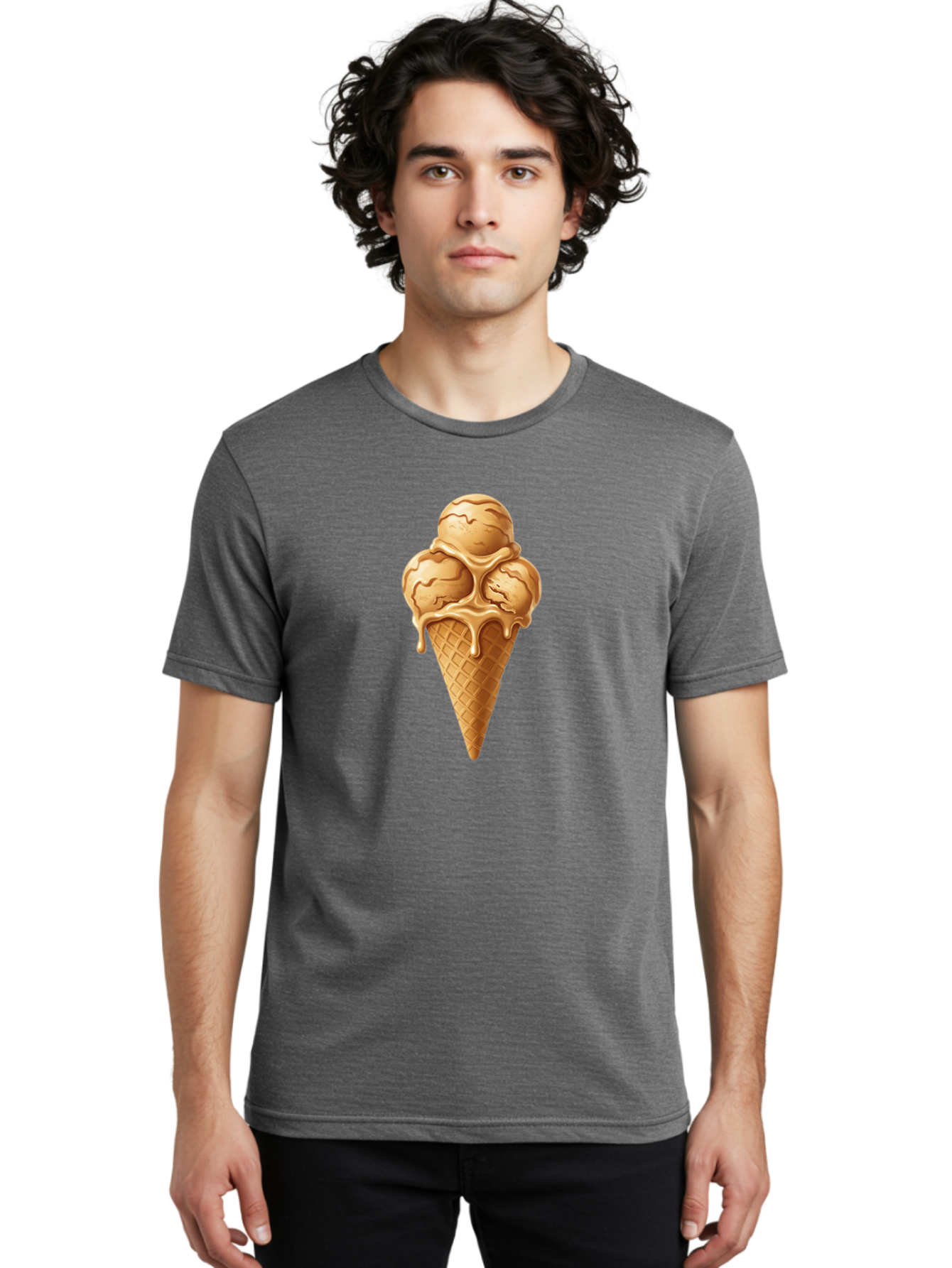 Caramel-Ice-Cream-Cone-1 Men'S Graphic Tee, 100% Cotton, Comfortable Casual Summer Wear, Machine Washable, Vintage Camera, Old Camera, Antique Camera, Black Camera, Classic Photography, Photography Equipment, Nostalgic Device, Film Camera, Baj377