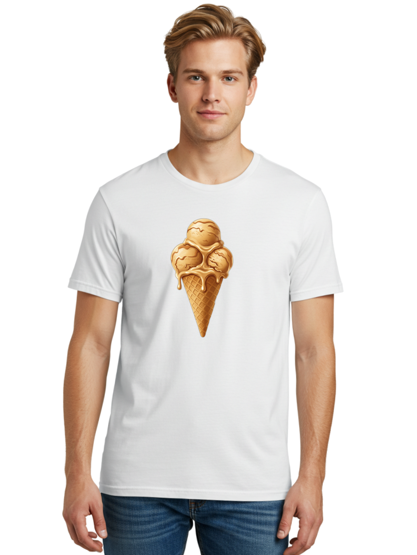Caramel-Ice-Cream-Cone-1 Men'S Graphic Tee, 100% Cotton, Comfortable Casual Summer Wear, Machine Washable, Vintage Camera, Old Camera, Antique Camera, Black Camera, Classic Photography, Photography Equipment, Nostalgic Device, Film Camera, Baj377