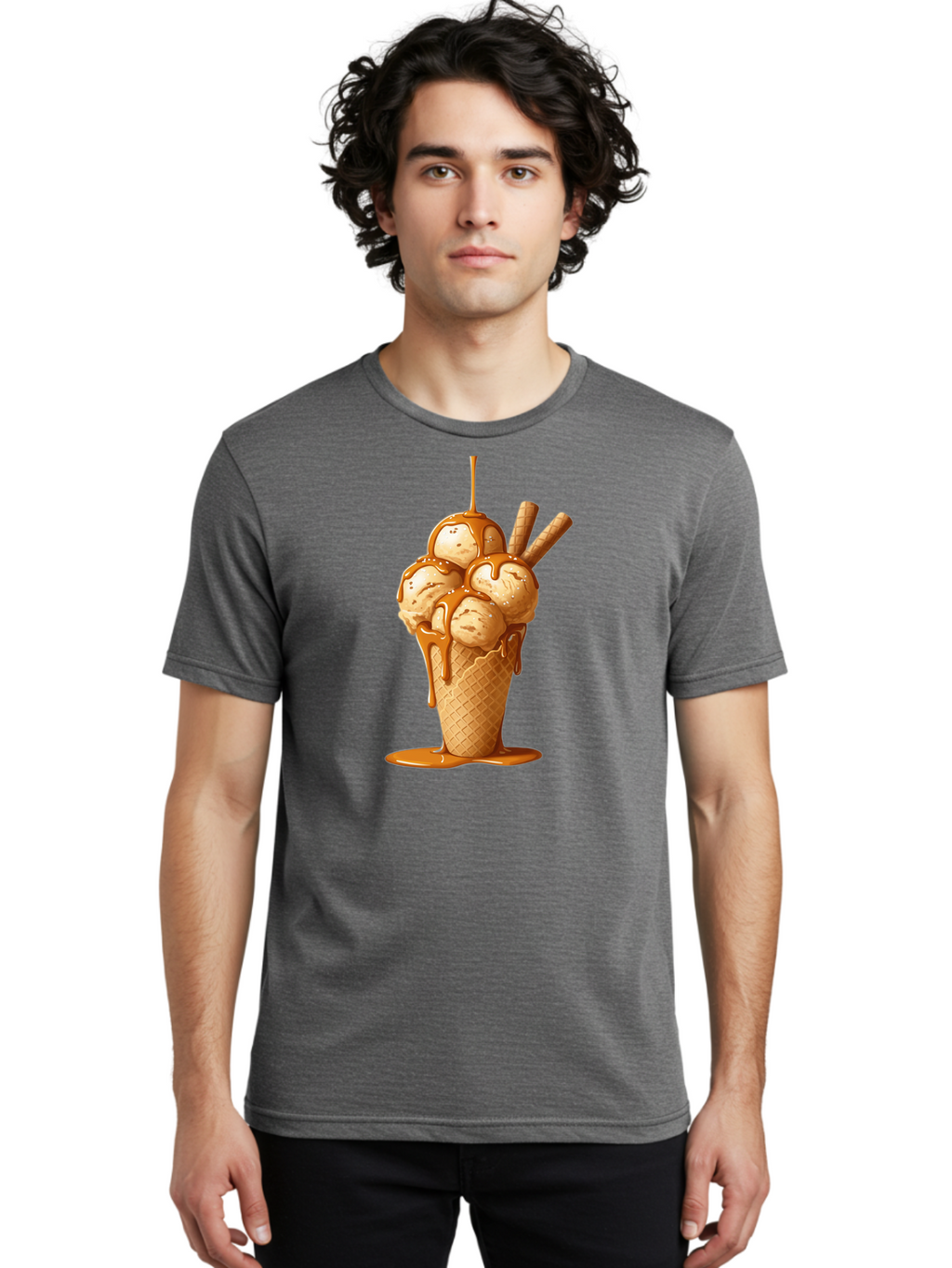Caramel-Ice-Cream-Cone Men'S Graphic Tee, 100% Cotton, Comfortable Casual Summer Wear, Machine Washable, Vintage Camera, Old Camera, Antique Camera, Black Camera, Classic Photography, Photography Equipment, Nostalgic Device, Film Camera, Baj378