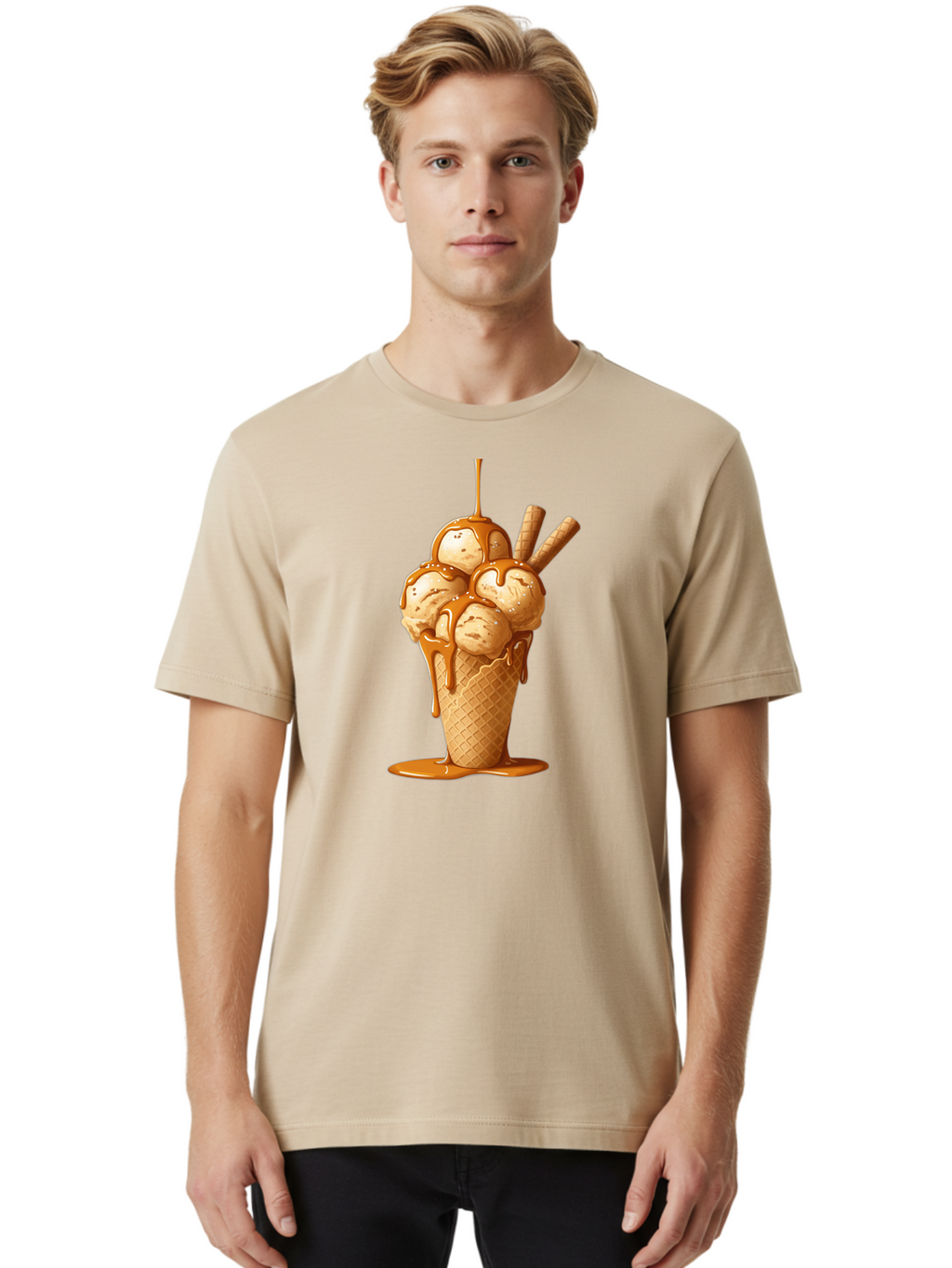 Caramel-Ice-Cream-Cone Men'S Graphic Tee, 100% Cotton, Comfortable Casual Summer Wear, Machine Washable, Vintage Camera, Old Camera, Antique Camera, Black Camera, Classic Photography, Photography Equipment, Nostalgic Device, Film Camera, Baj378